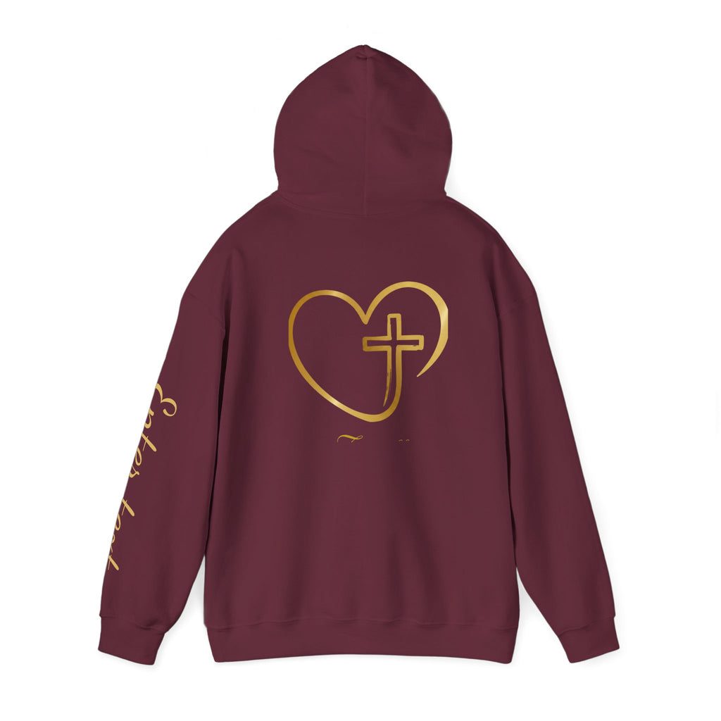 Copy of Personalized Christian Heart Hoodie — Gold Cross Heart Religious Pullover