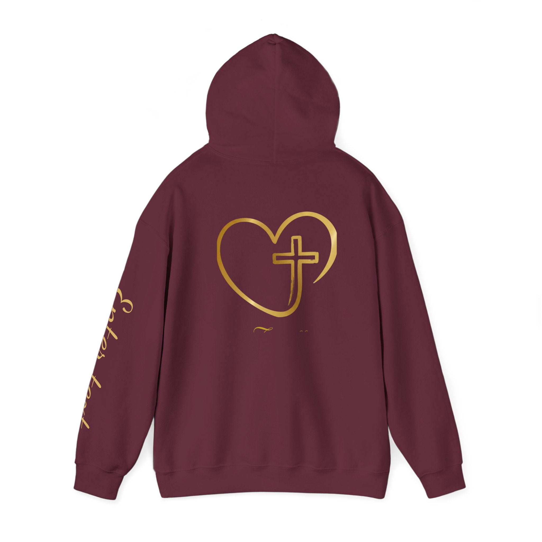 Copy of Personalized Christian Heart Hoodie — Gold Cross Heart Religious Pullover