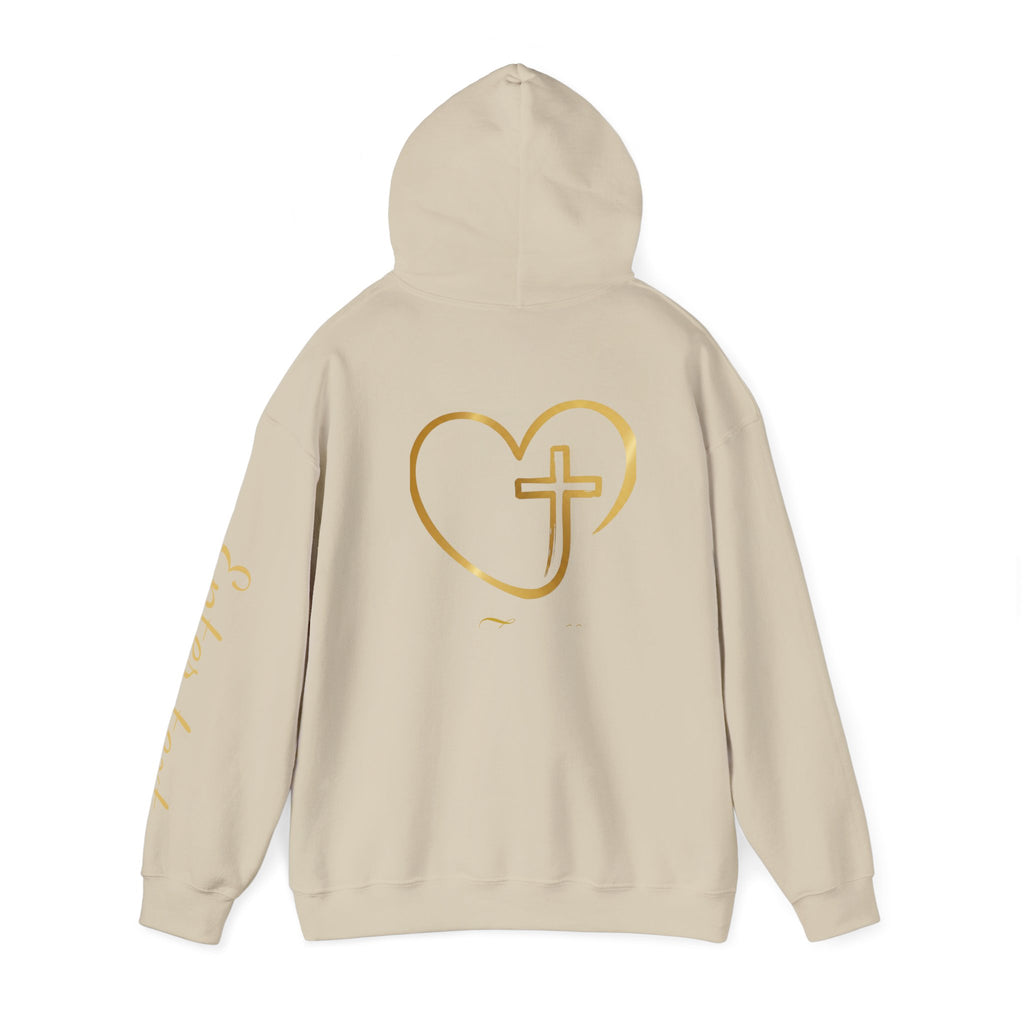 Copy of Personalized Christian Heart Hoodie — Gold Cross Heart Religious Pullover