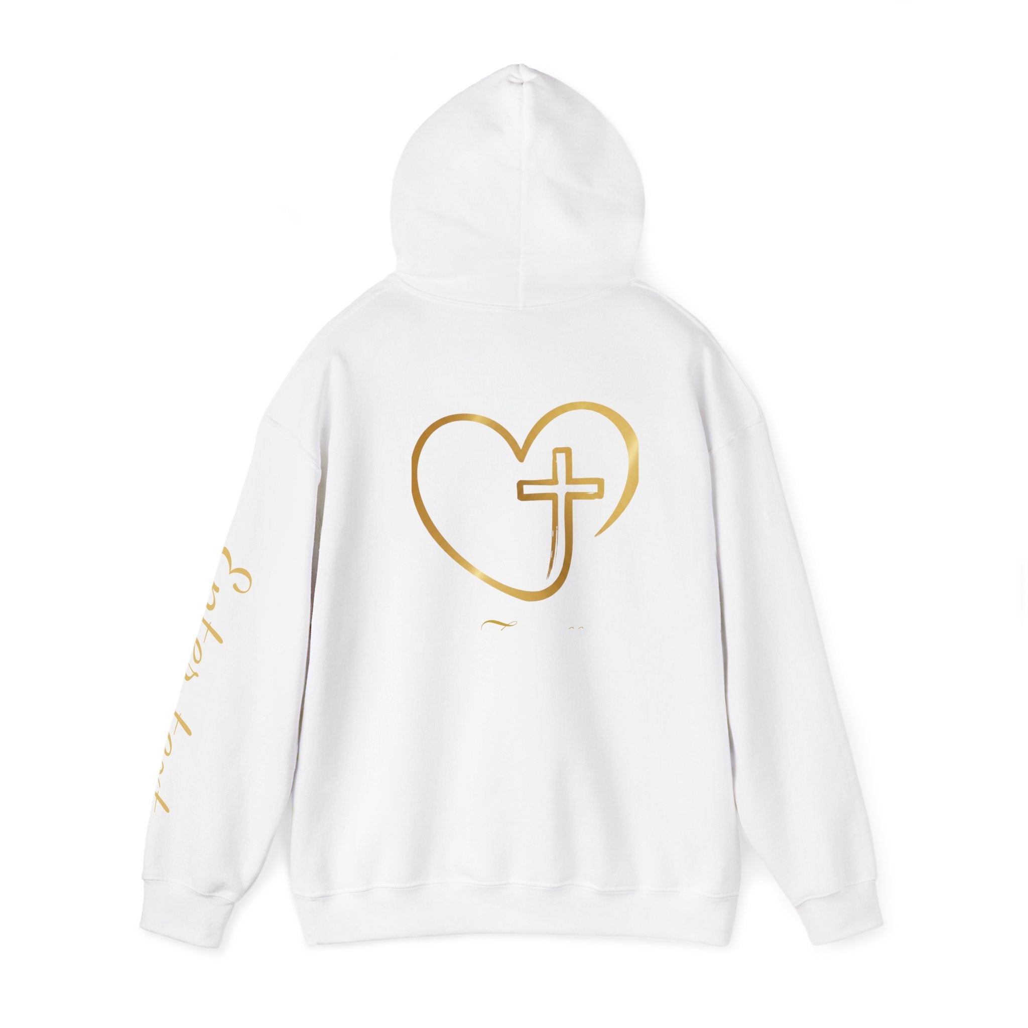 Copy of Personalized Christian Heart Hoodie — Gold Cross Heart Religious Pullover