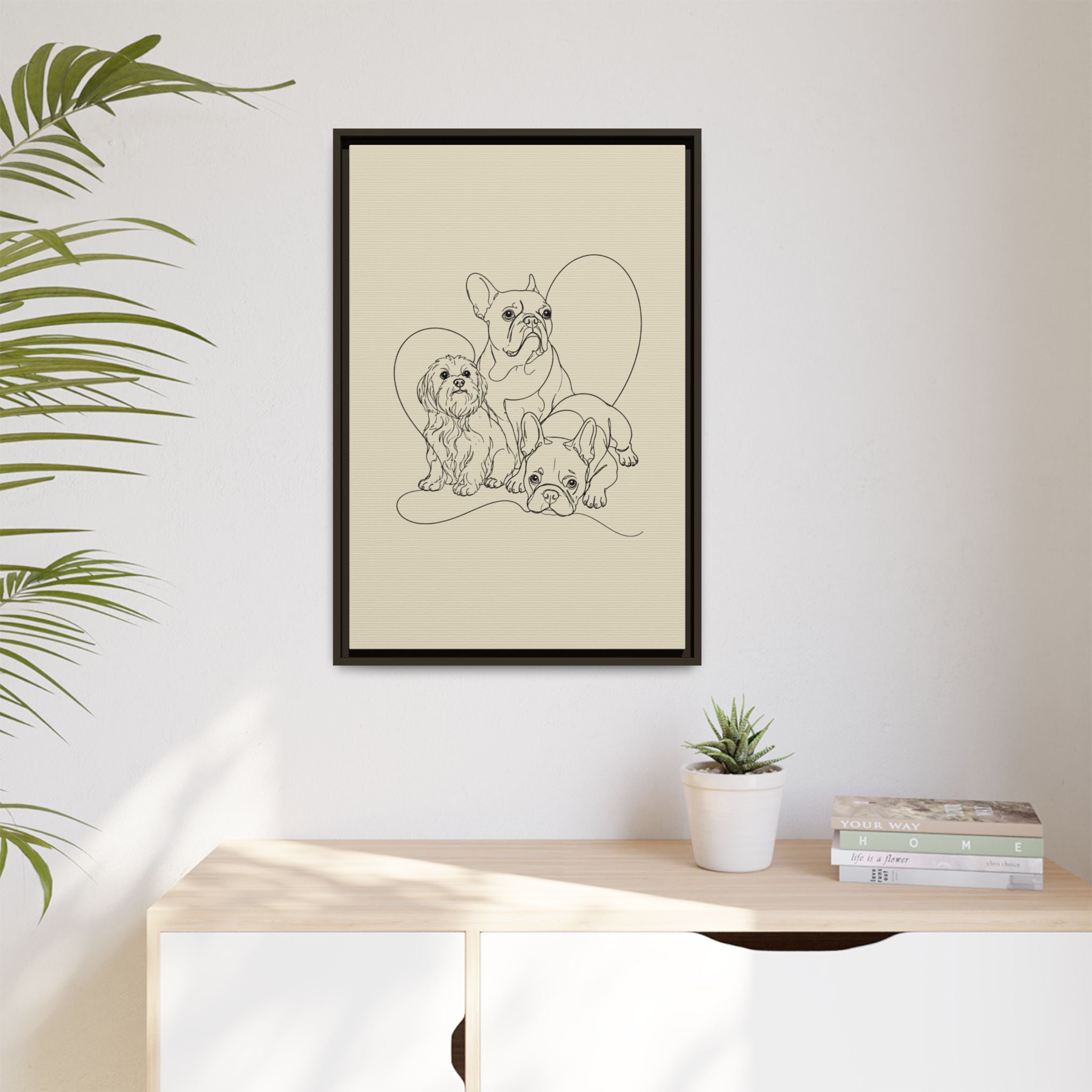 Frenchie Matte Canvas, Framed (Multi-color)