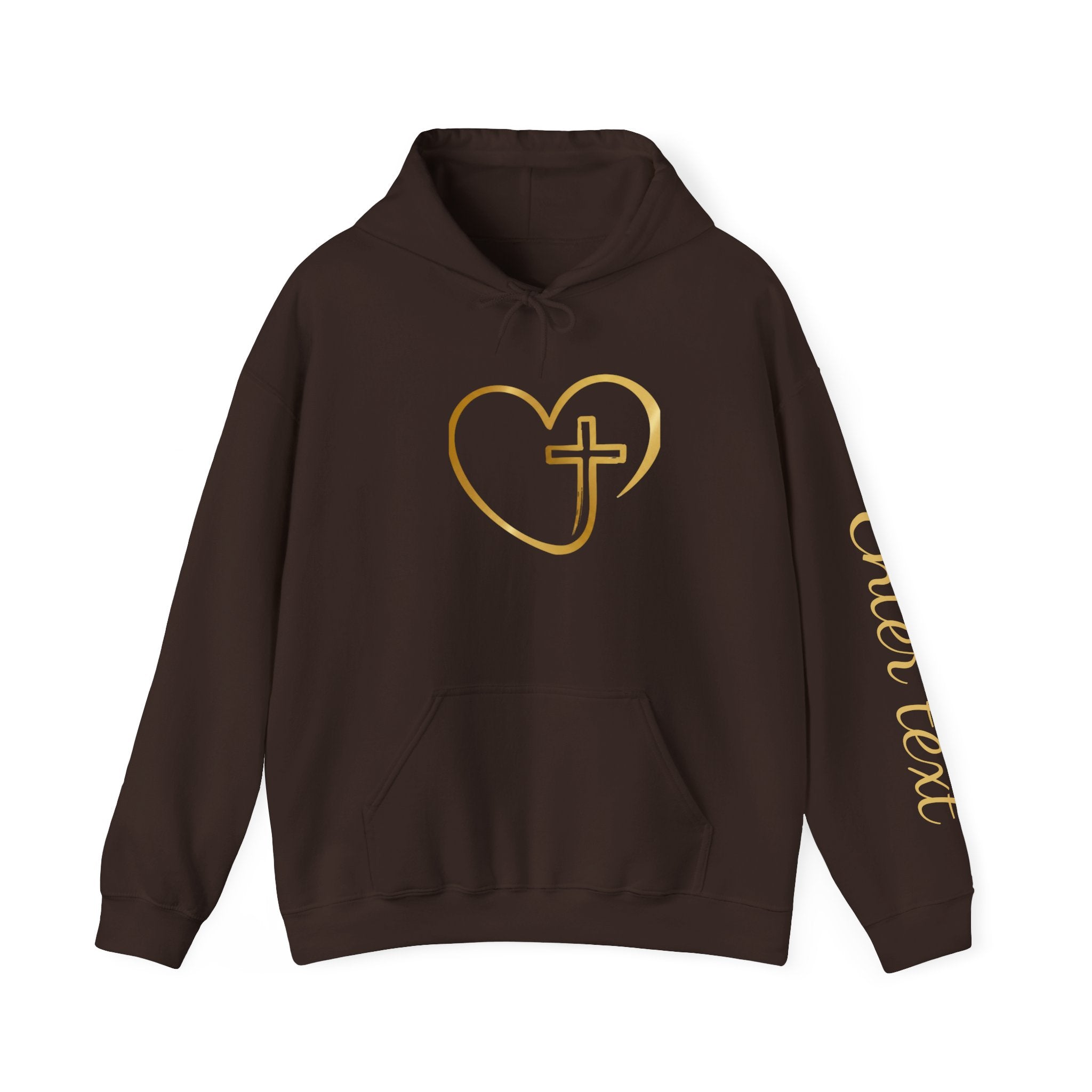 Copy of Personalized Christian Heart Hoodie — Gold Cross Heart Religious Pullover