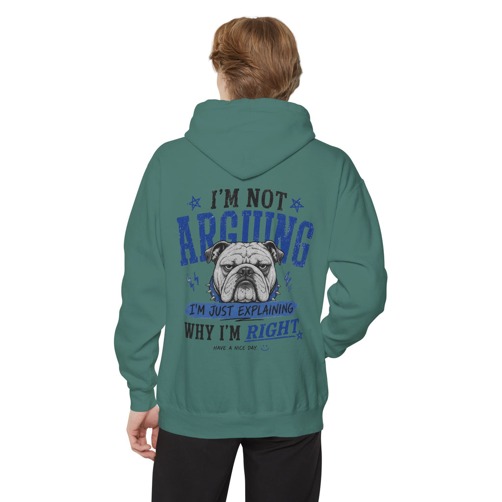 Peace Sign bulldog Hoodie "Explaining Why I Am Right"—  Graphic Pullover