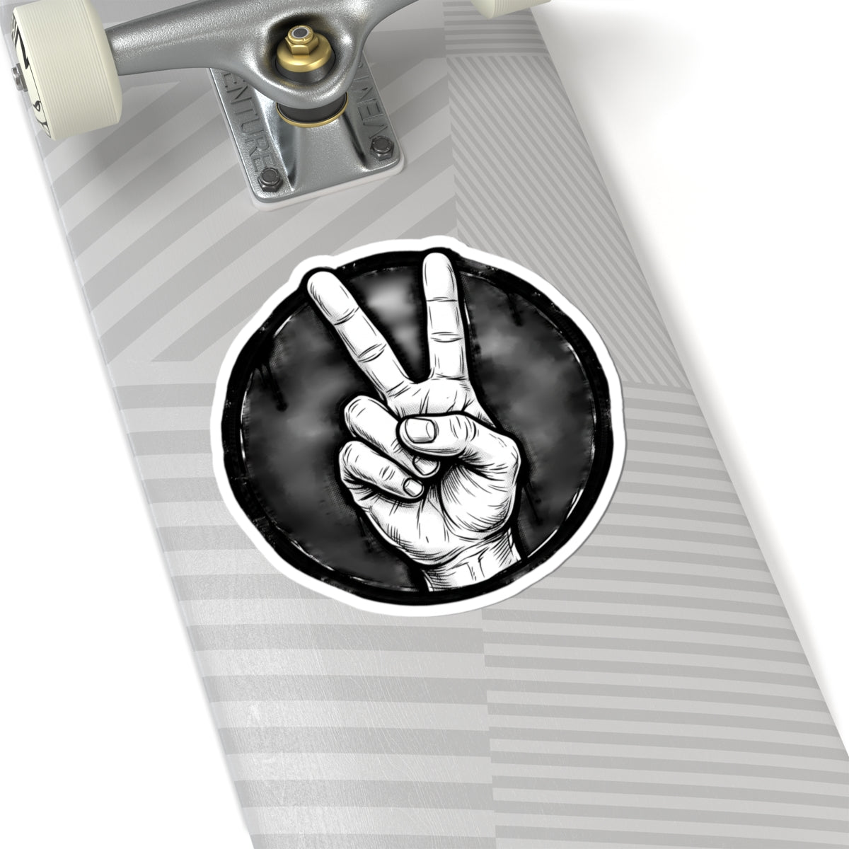 Peace Sign Sticker — Black & White Hand Gesture Kiss-Cut Sticker