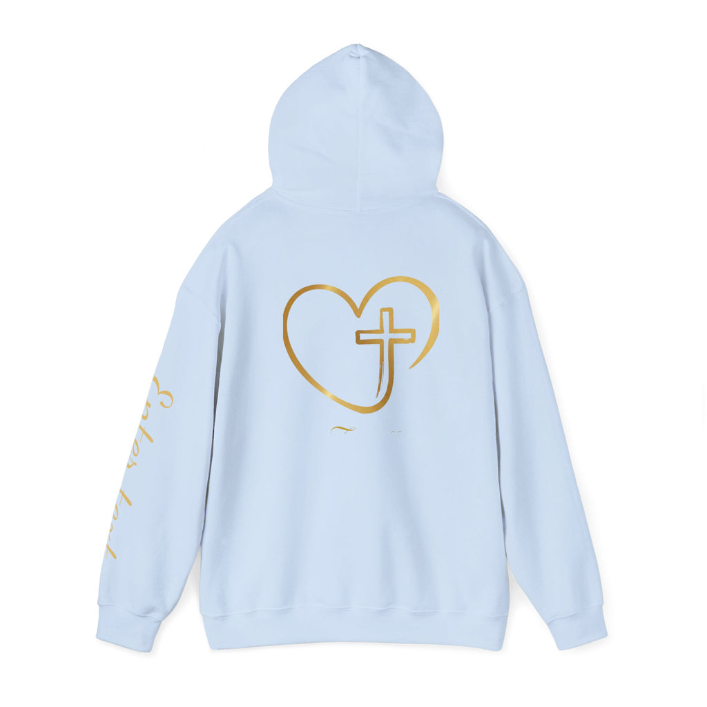 Copy of Personalized Christian Heart Hoodie — Gold Cross Heart Religious Pullover