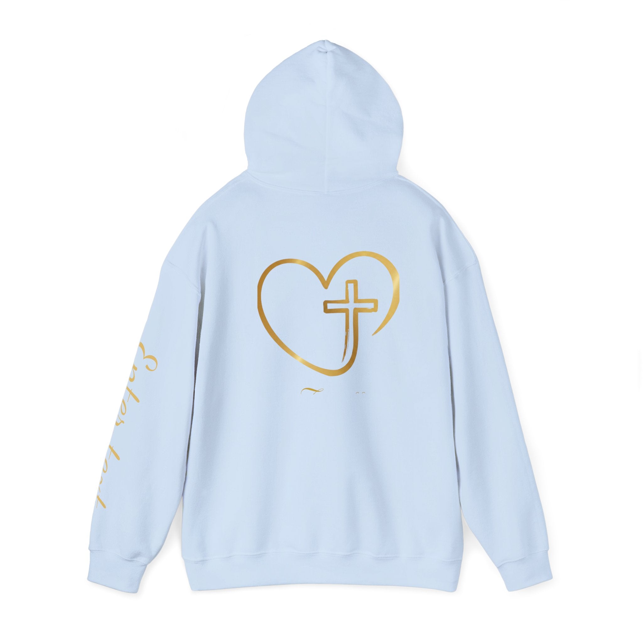 Copy of Personalized Christian Heart Hoodie — Gold Cross Heart Religious Pullover
