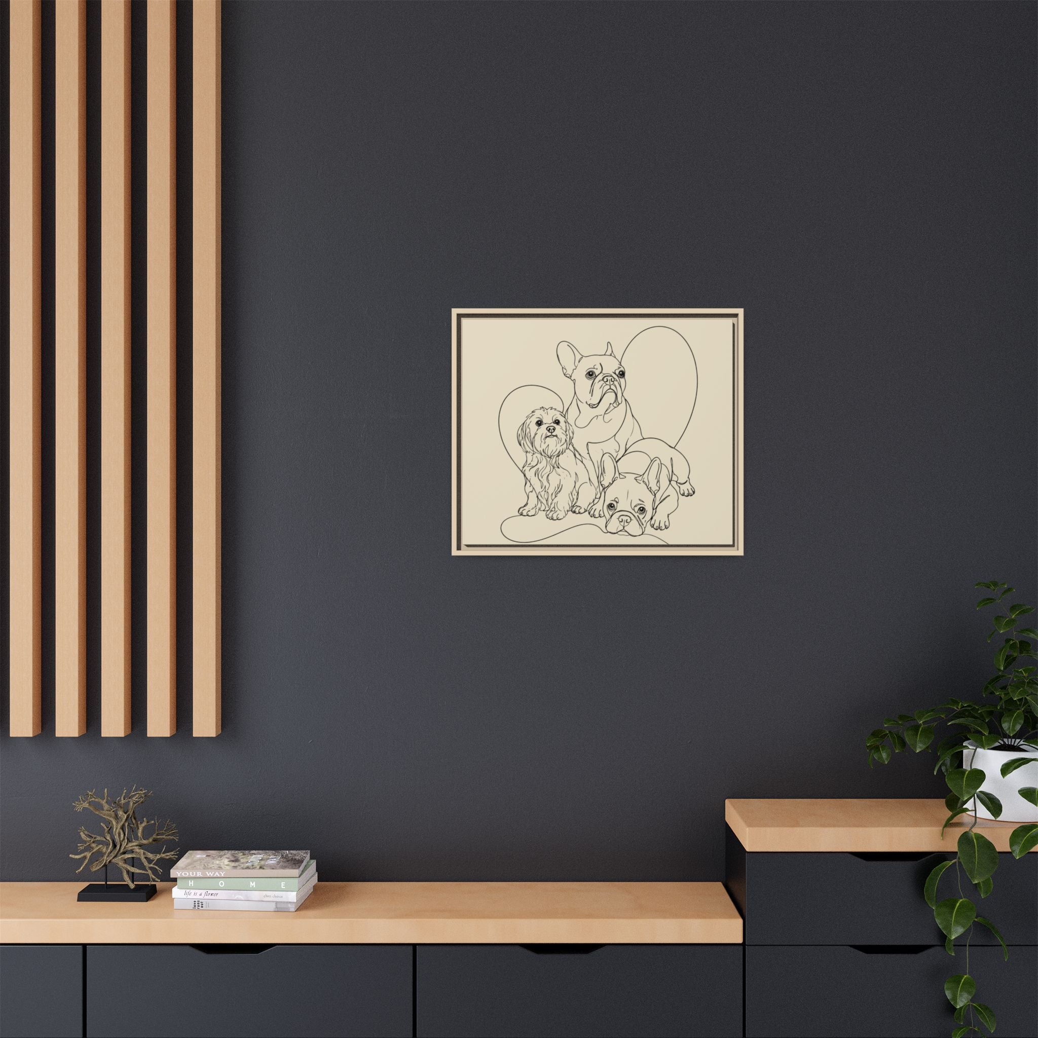 Frenchie Matte Canvas, Framed (Multi-color)