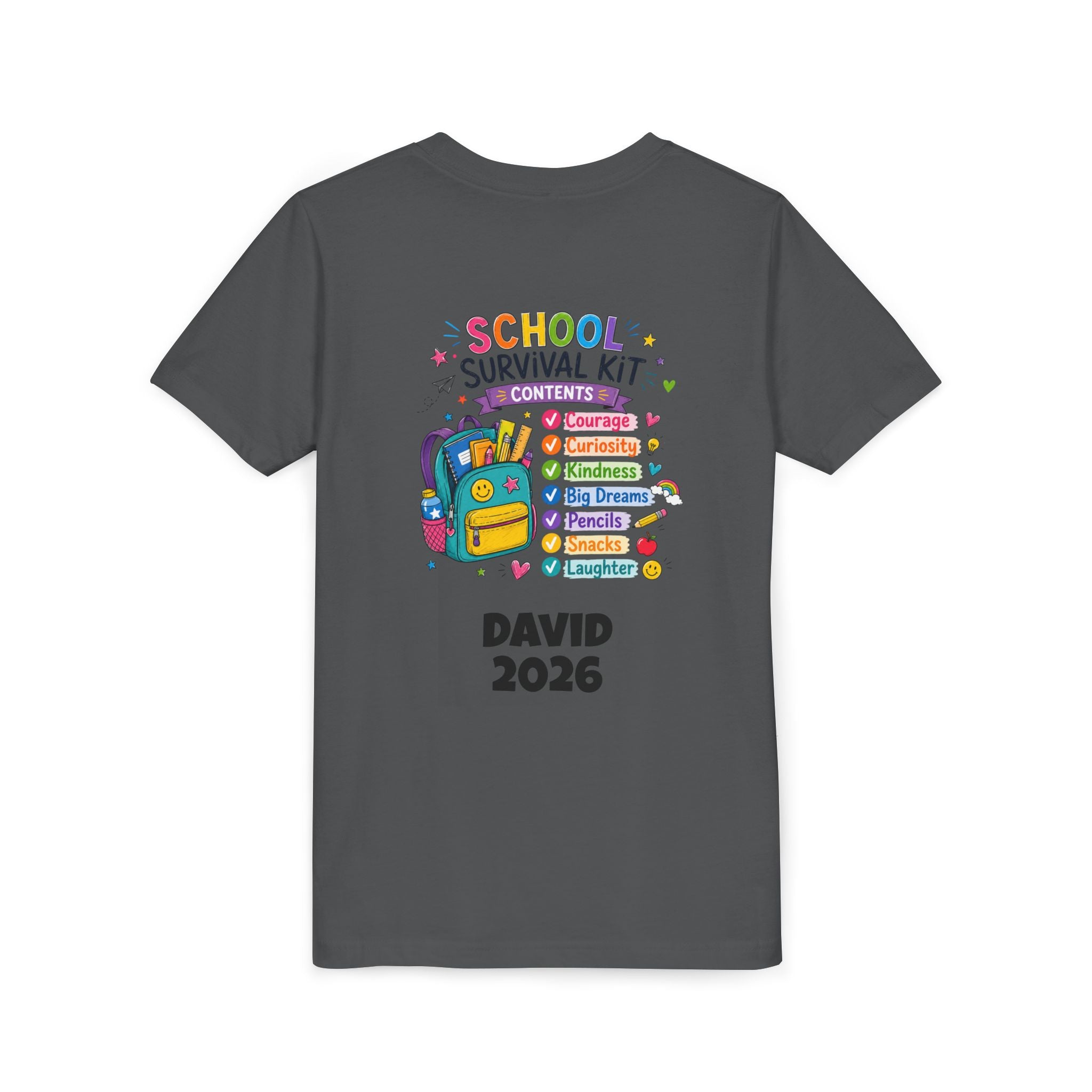 First Day of School Personalized Youth Tee — "Let's Make It Awesome!" Backname Personalizable (David 2026)