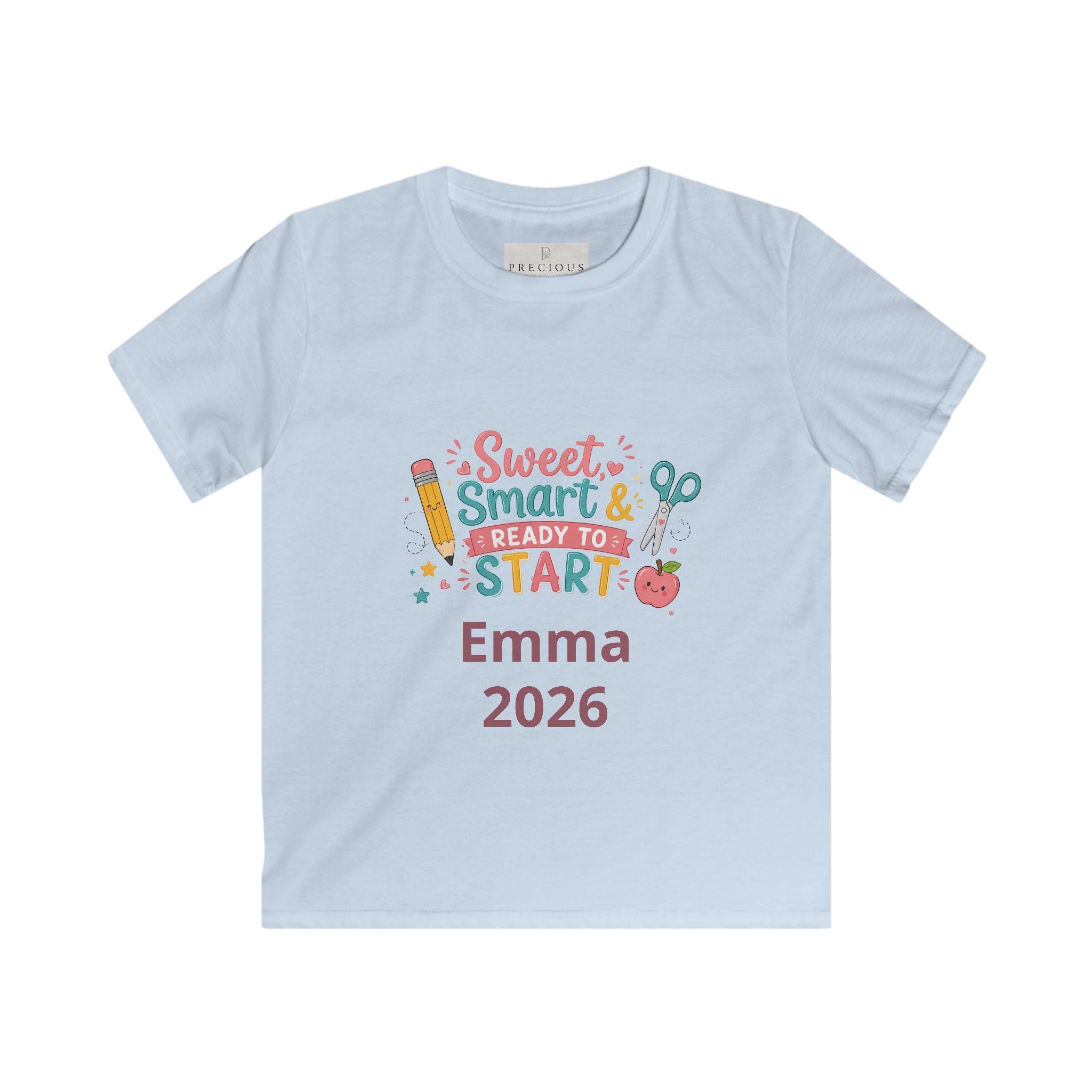 Back to School Personalized Kids Tee — "Sweet, Smart & Ready to Start" Personalized First Day of School Shirt (Name + Year)