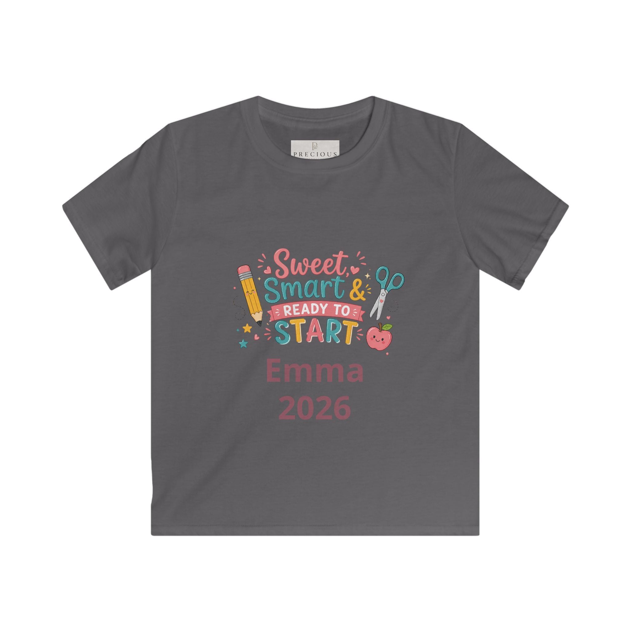 Back to School Personalized Kids Tee — "Sweet, Smart & Ready to Start" Personalized First Day of School Shirt (Name + Year)