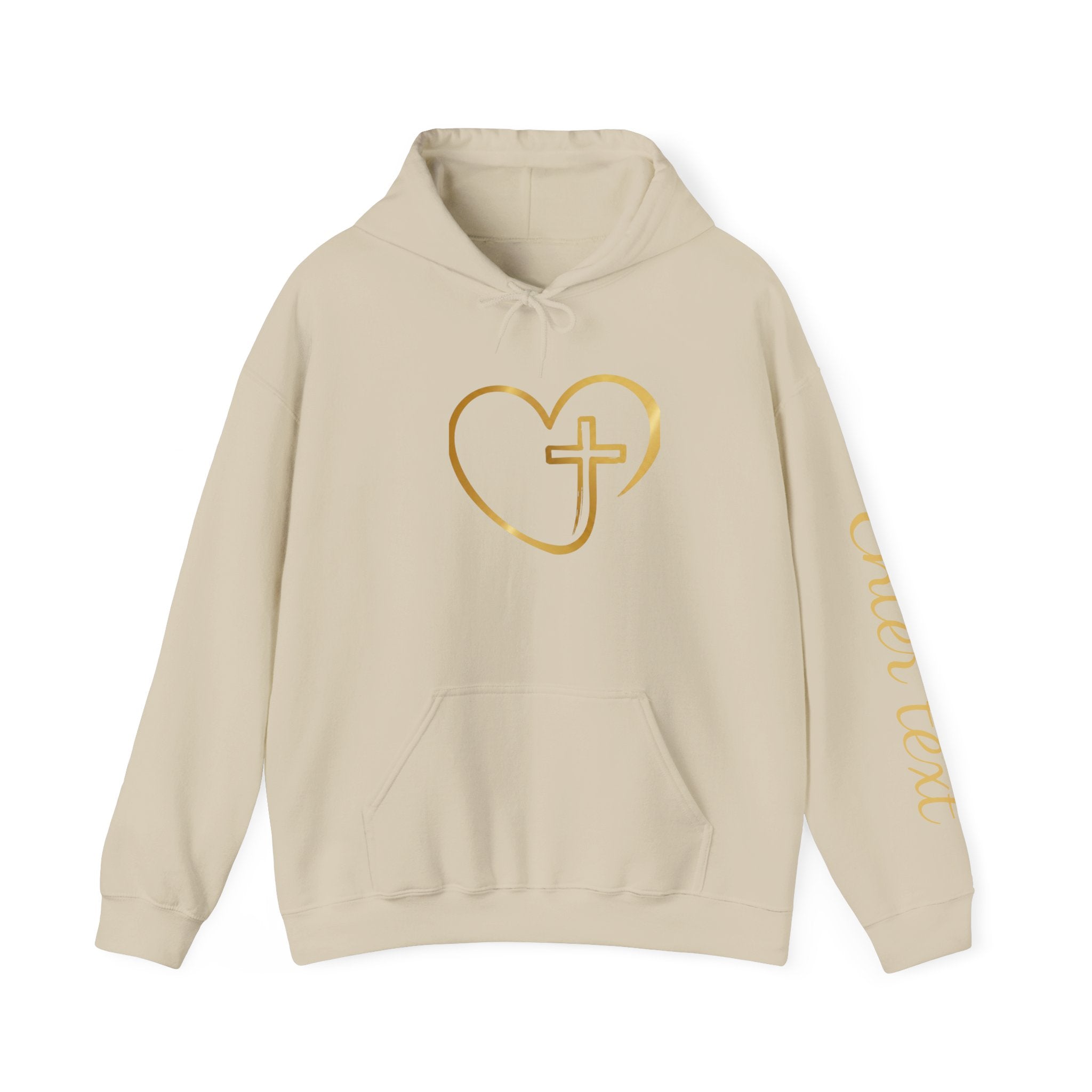 Copy of Personalized Christian Heart Hoodie — Gold Cross Heart Religious Pullover