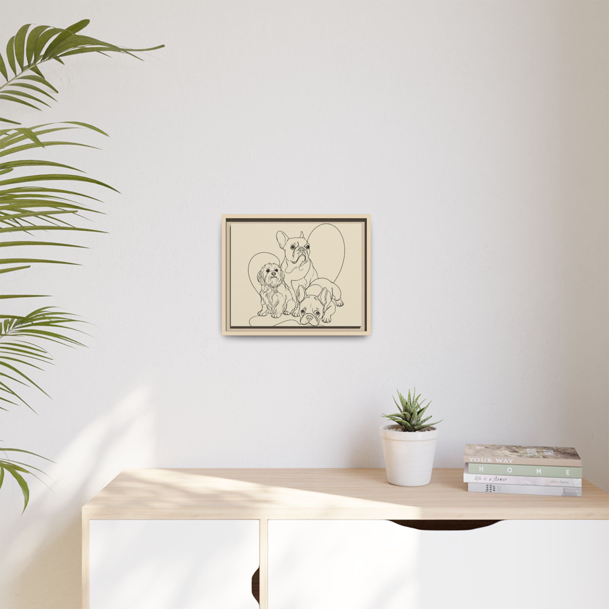 Frenchie Matte Canvas, Framed (Multi-color)