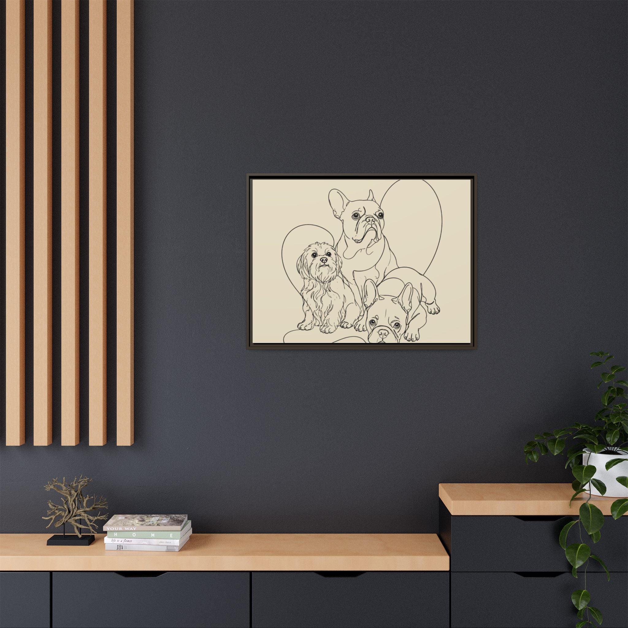 Frenchie Matte Canvas, Framed (Multi-color)