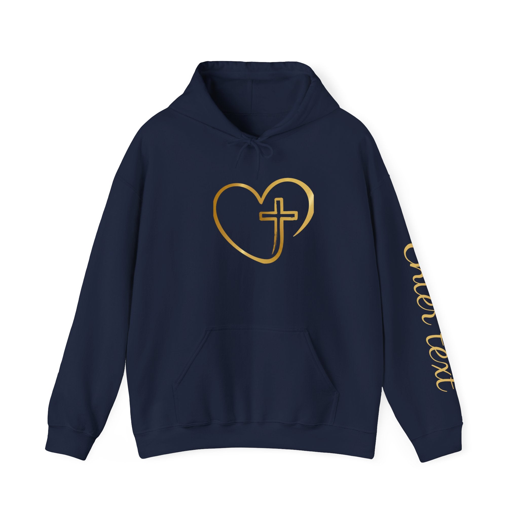 Copy of Personalized Christian Heart Hoodie — Gold Cross Heart Religious Pullover