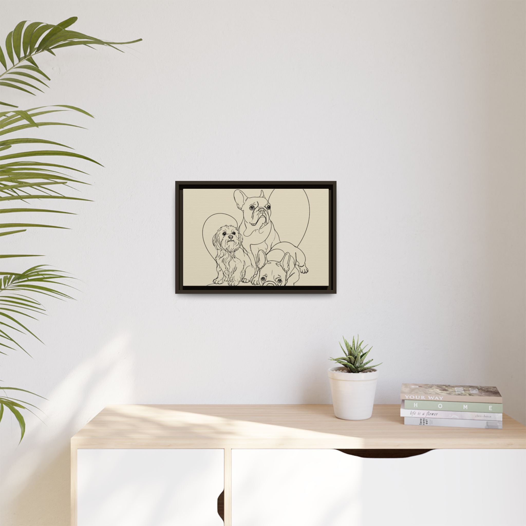Frenchie Matte Canvas, Framed (Multi-color)