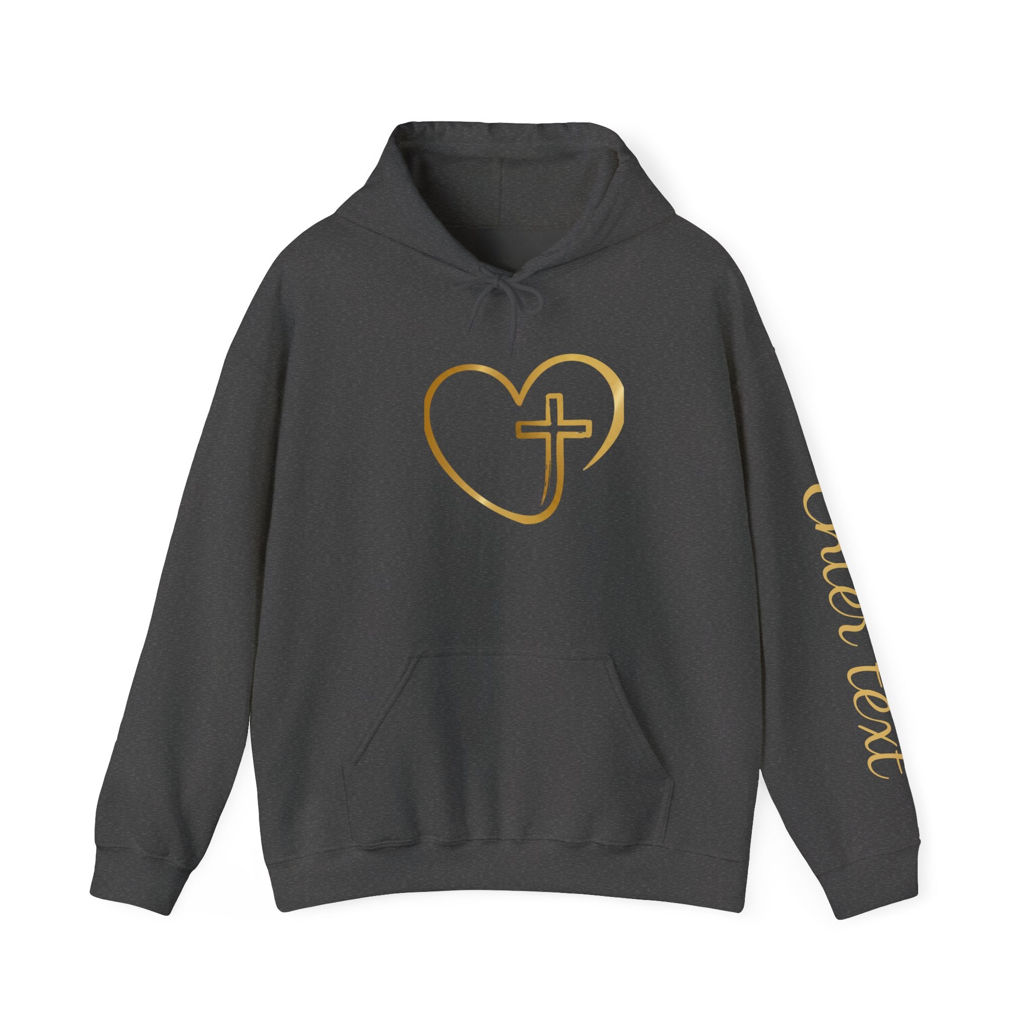 Copy of Personalized Christian Heart Hoodie — Gold Cross Heart Religious Pullover