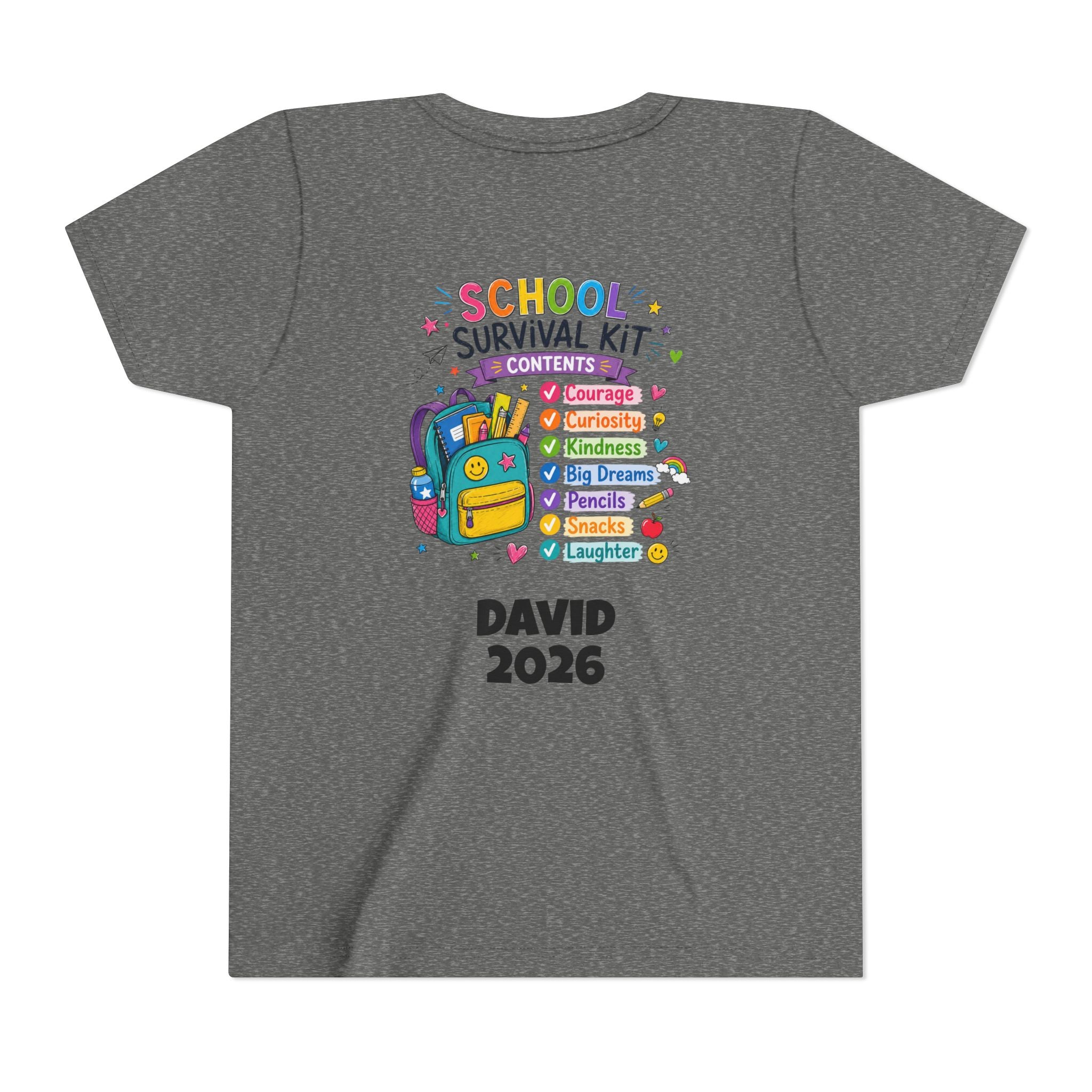 First Day of School Personalized Youth Tee — "Let's Make It Awesome!" Backname Personalizable (David 2026)