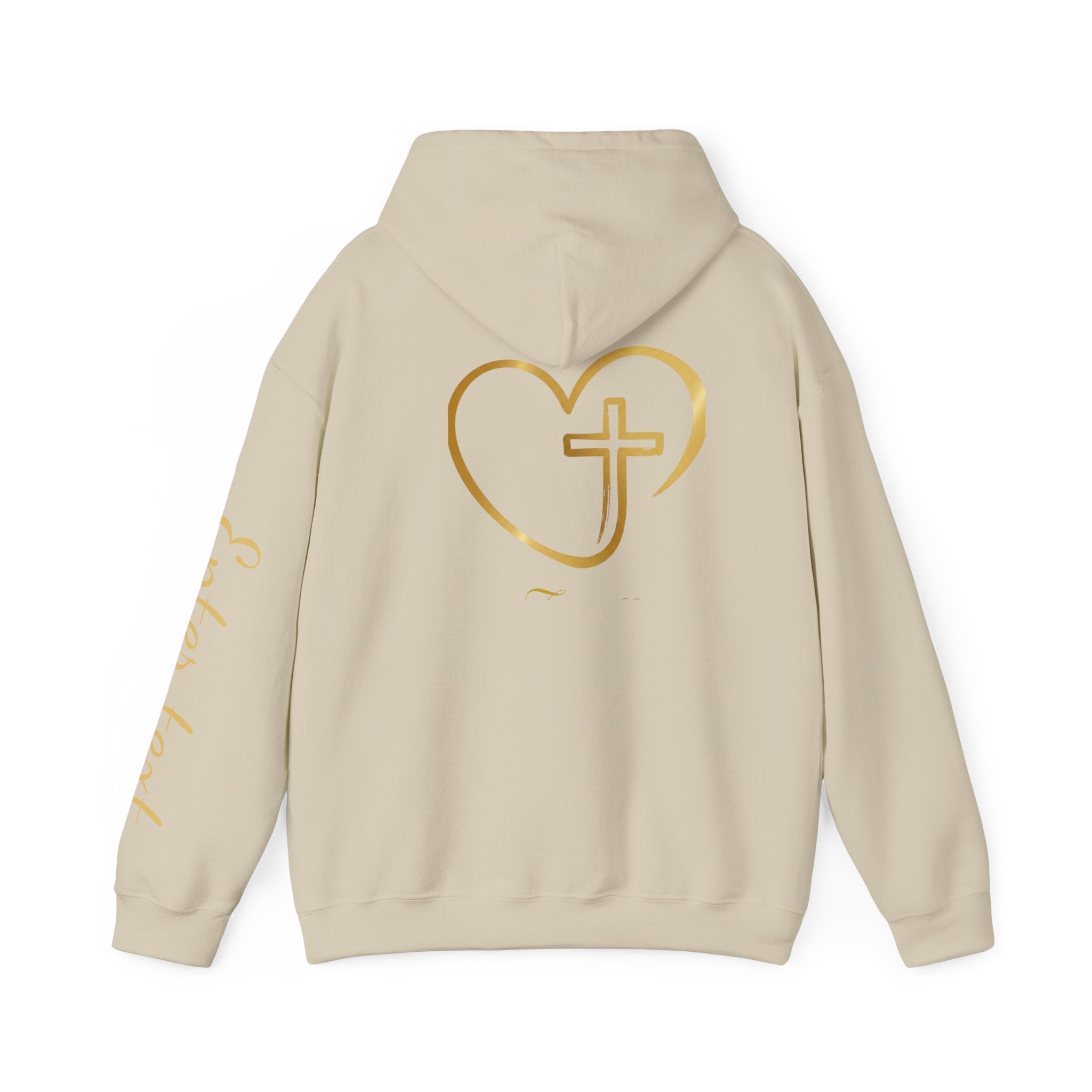 Copy of Personalized Christian Heart Hoodie — Gold Cross Heart Religious Pullover
