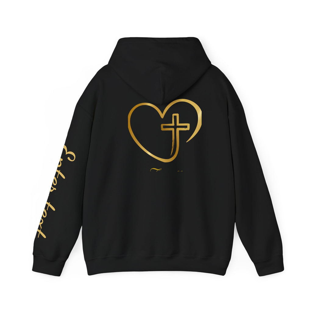 Copy of Personalized Christian Heart Hoodie — Gold Cross Heart Religious Pullover