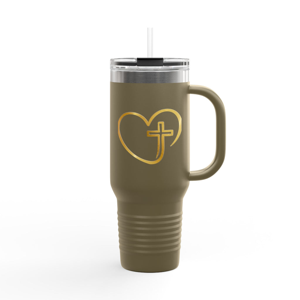 Personalized Christian Heart Cross 40oz Insulated Travel Mug