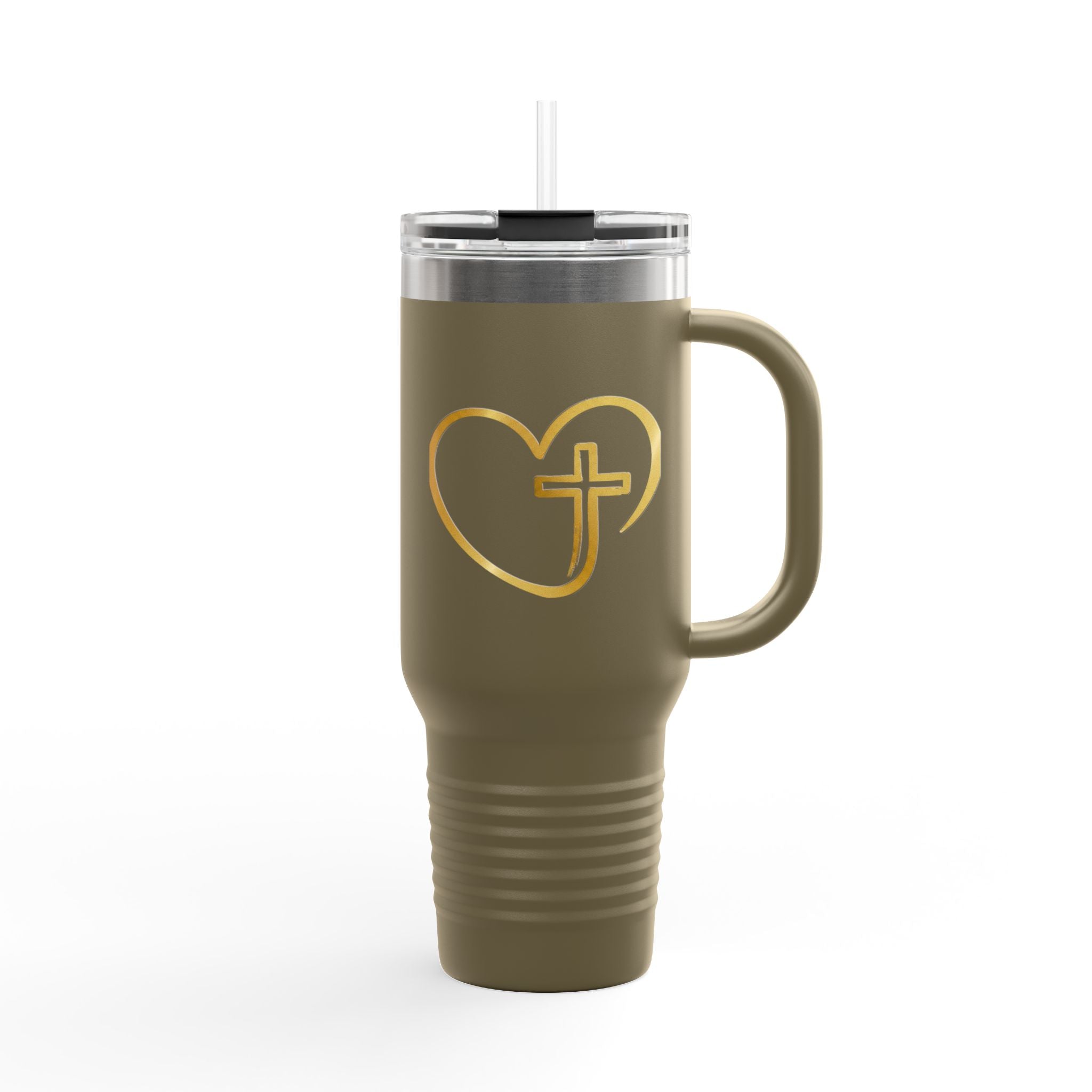 Personalized Christian Heart Cross 40oz Insulated Travel Mug