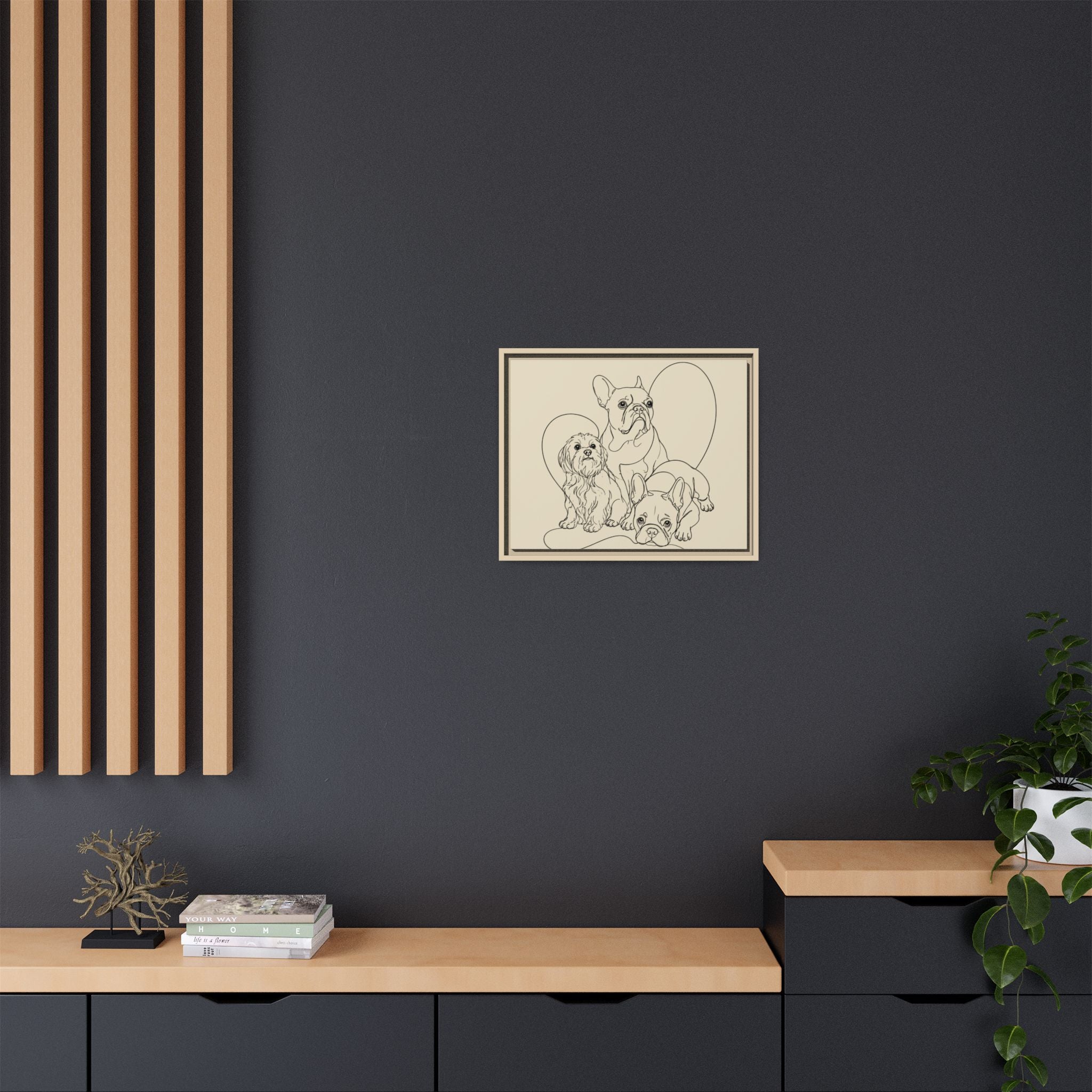 Frenchie Matte Canvas, Framed (Multi-color)