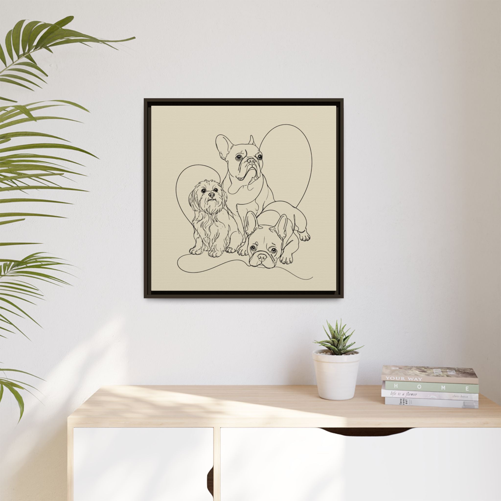 Frenchie Matte Canvas, Framed (Multi-color)