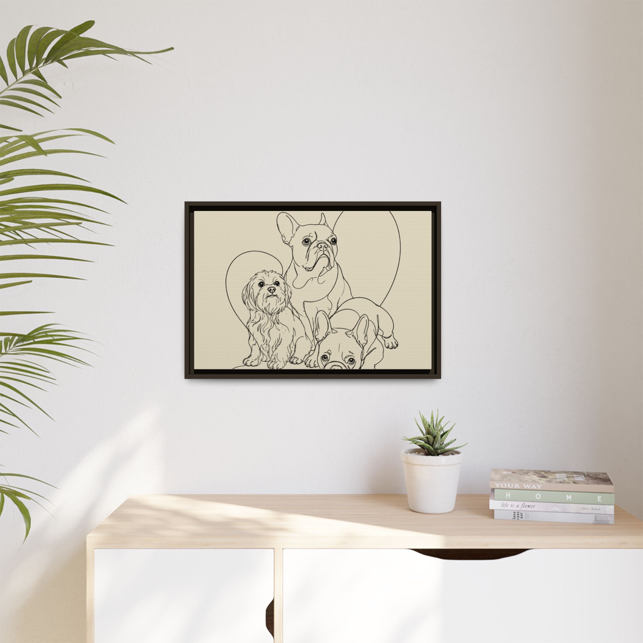 Frenchie Matte Canvas, Framed (Multi-color)