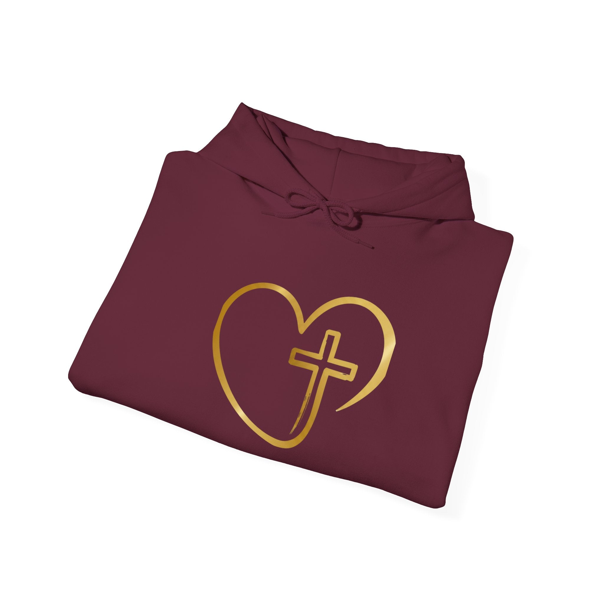 Copy of Personalized Christian Heart Hoodie — Gold Cross Heart Religious Pullover