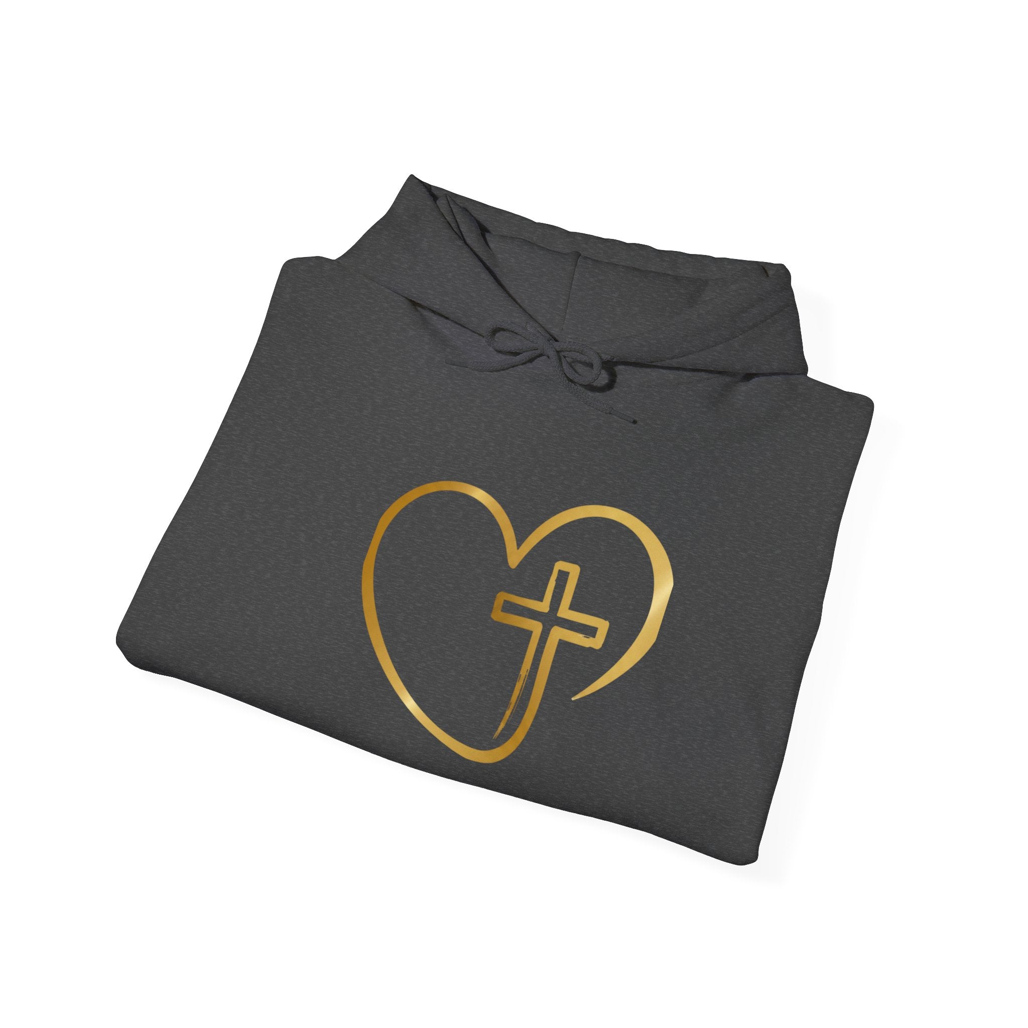 Copy of Personalized Christian Heart Hoodie — Gold Cross Heart Religious Pullover