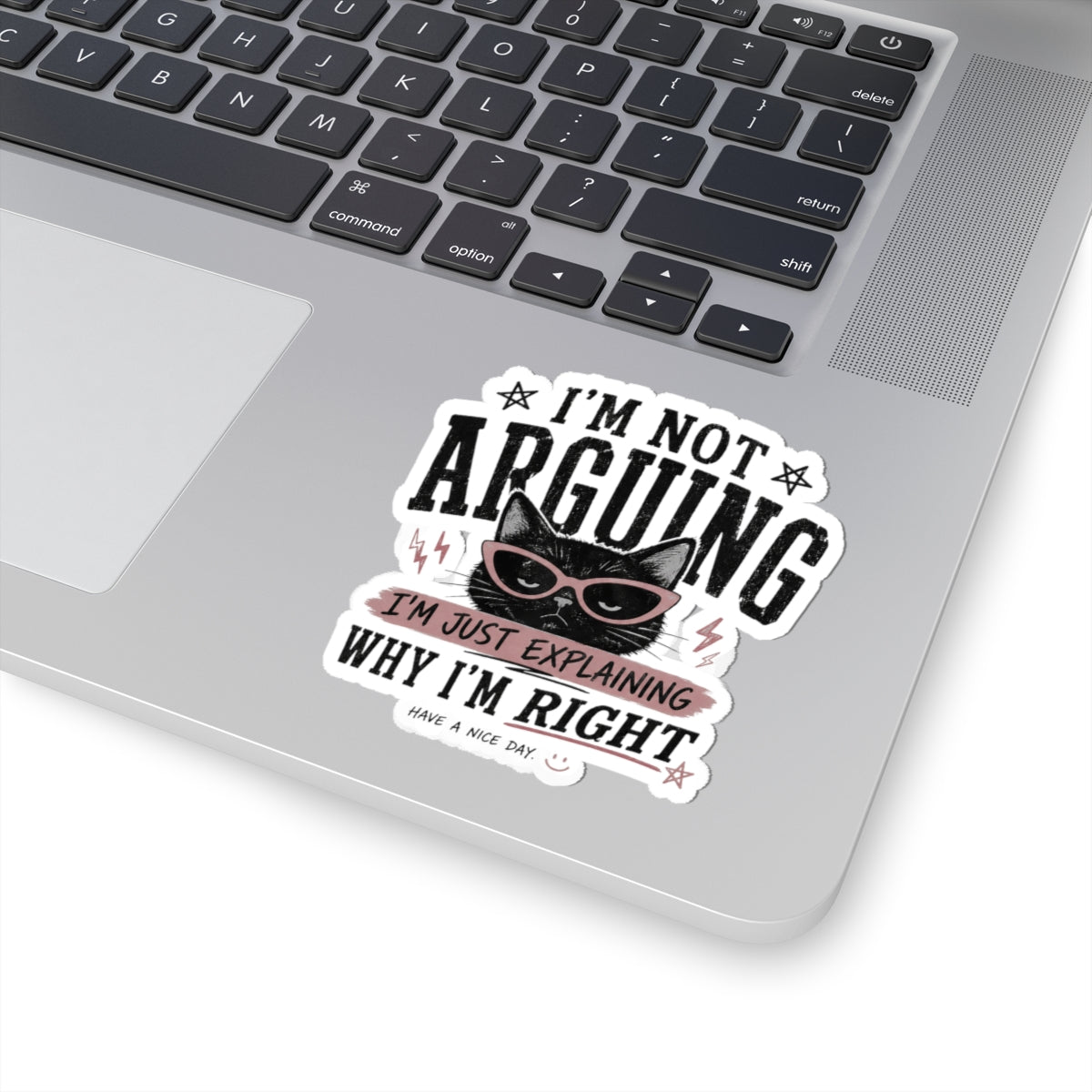 I'm Not Arguing Cat Sticker — Funny Sassy Laptop Decal ("I'm Just Explaining Why I'm Right")