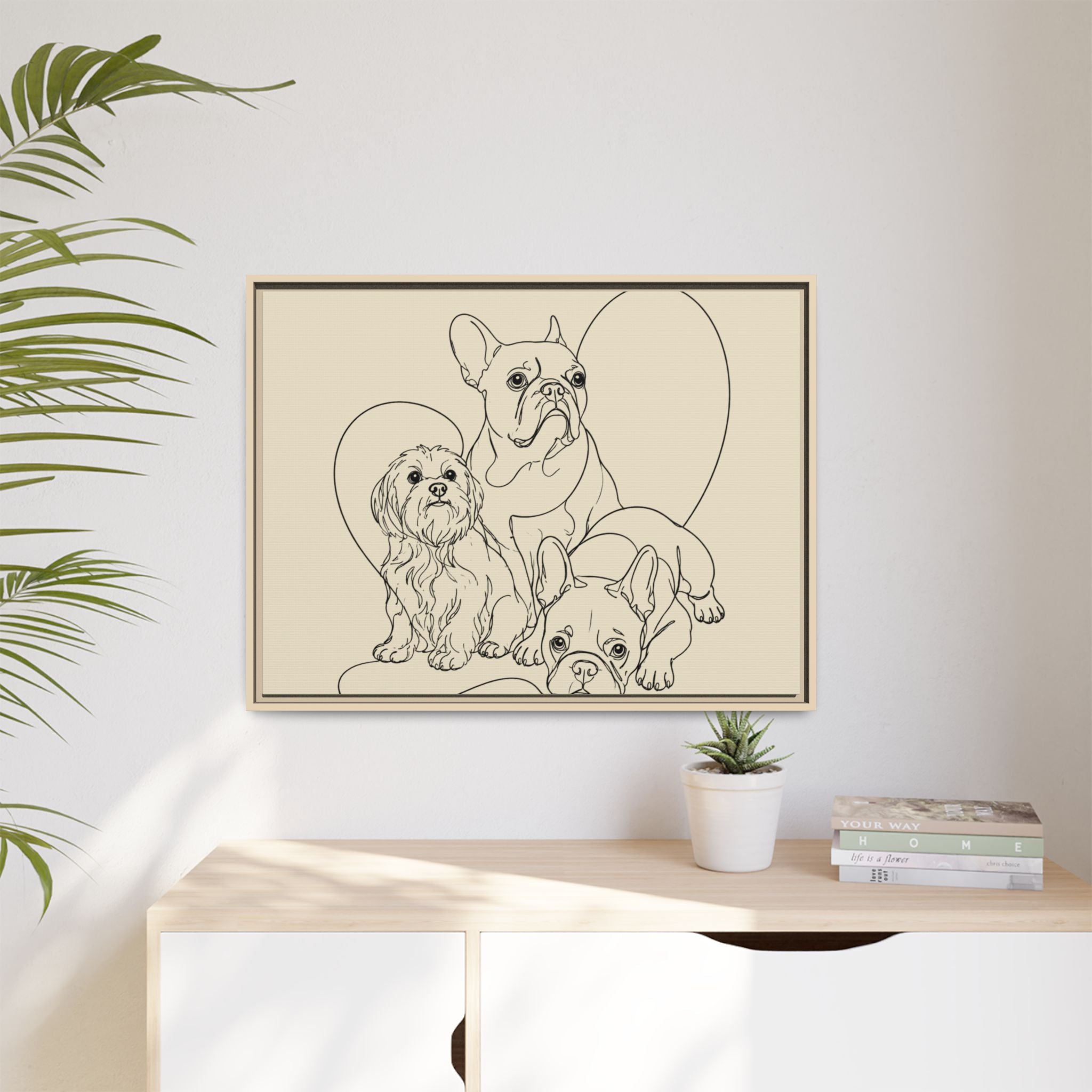 Frenchie Matte Canvas, Framed (Multi-color)