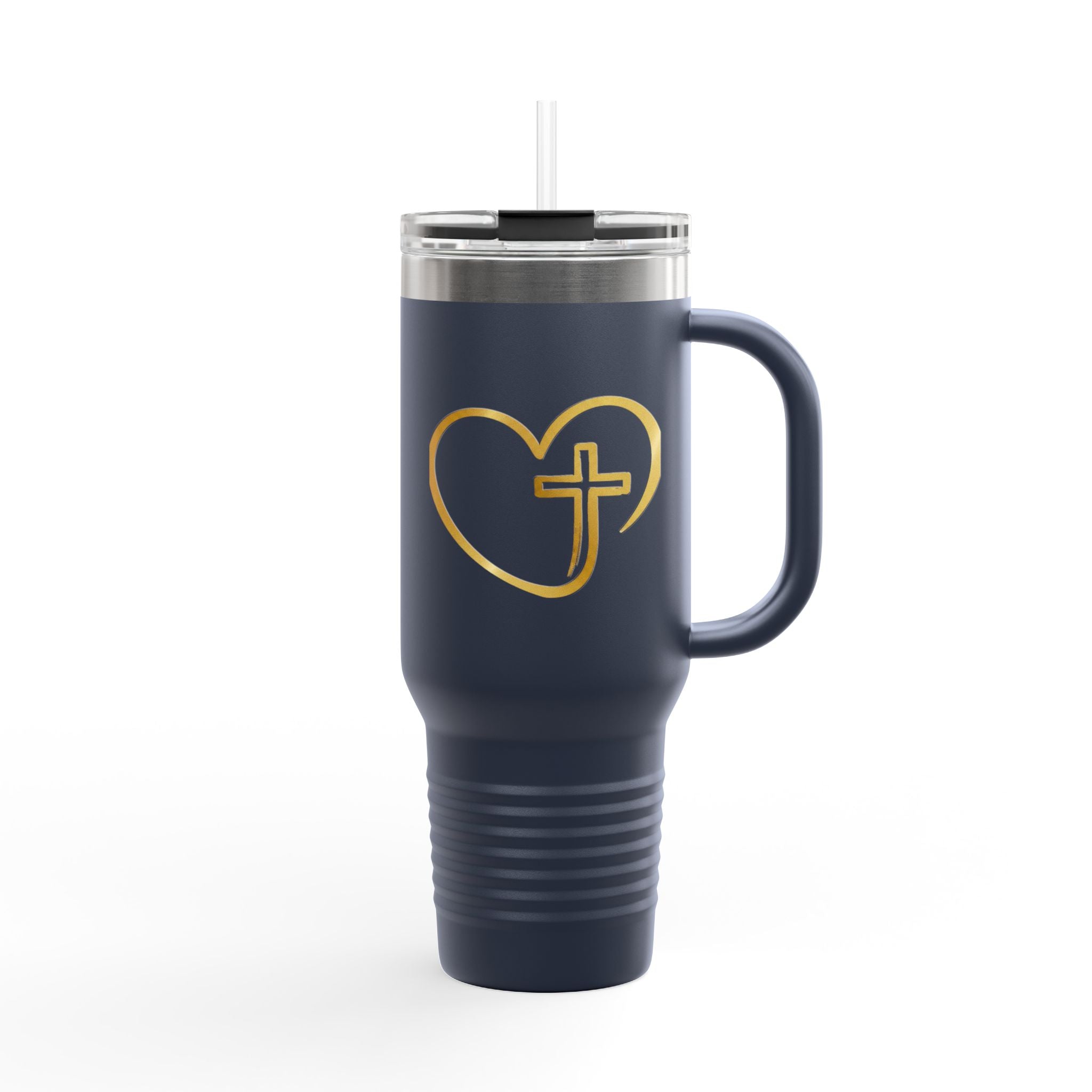 Personalized Christian Heart Cross 40oz Insulated Travel Mug