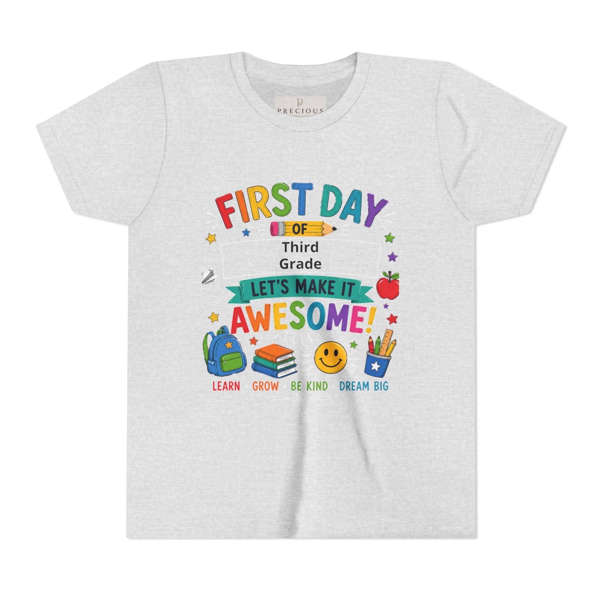 First Day of School Personalized Youth Tee — "Let's Make It Awesome!" Backname Personalizable (David 2026)