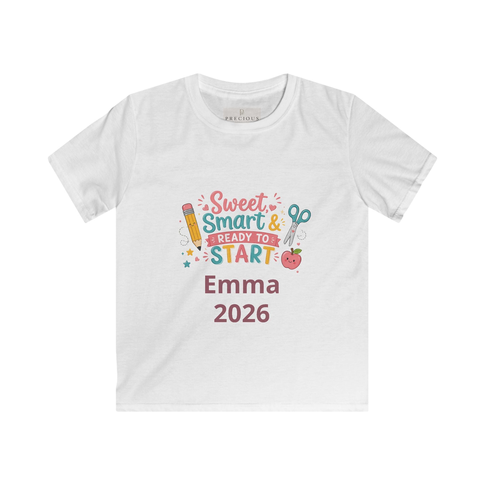 Back to School Personalized Kids Tee — "Sweet, Smart & Ready to Start" Personalized First Day of School Shirt (Name + Year)
