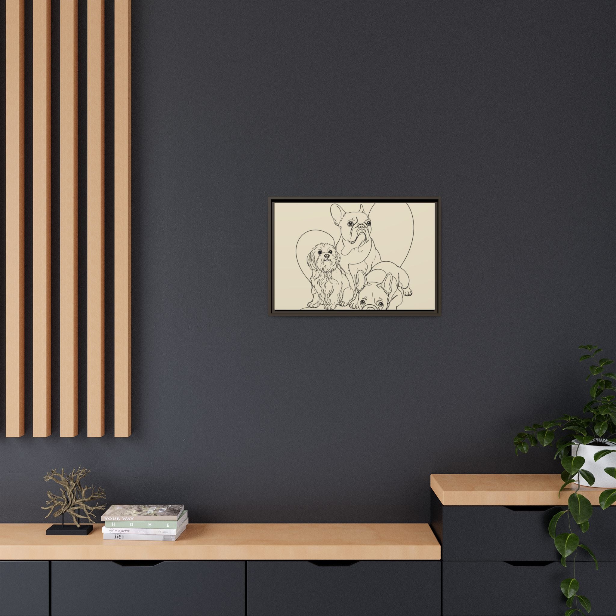 Frenchie Matte Canvas, Framed (Multi-color)