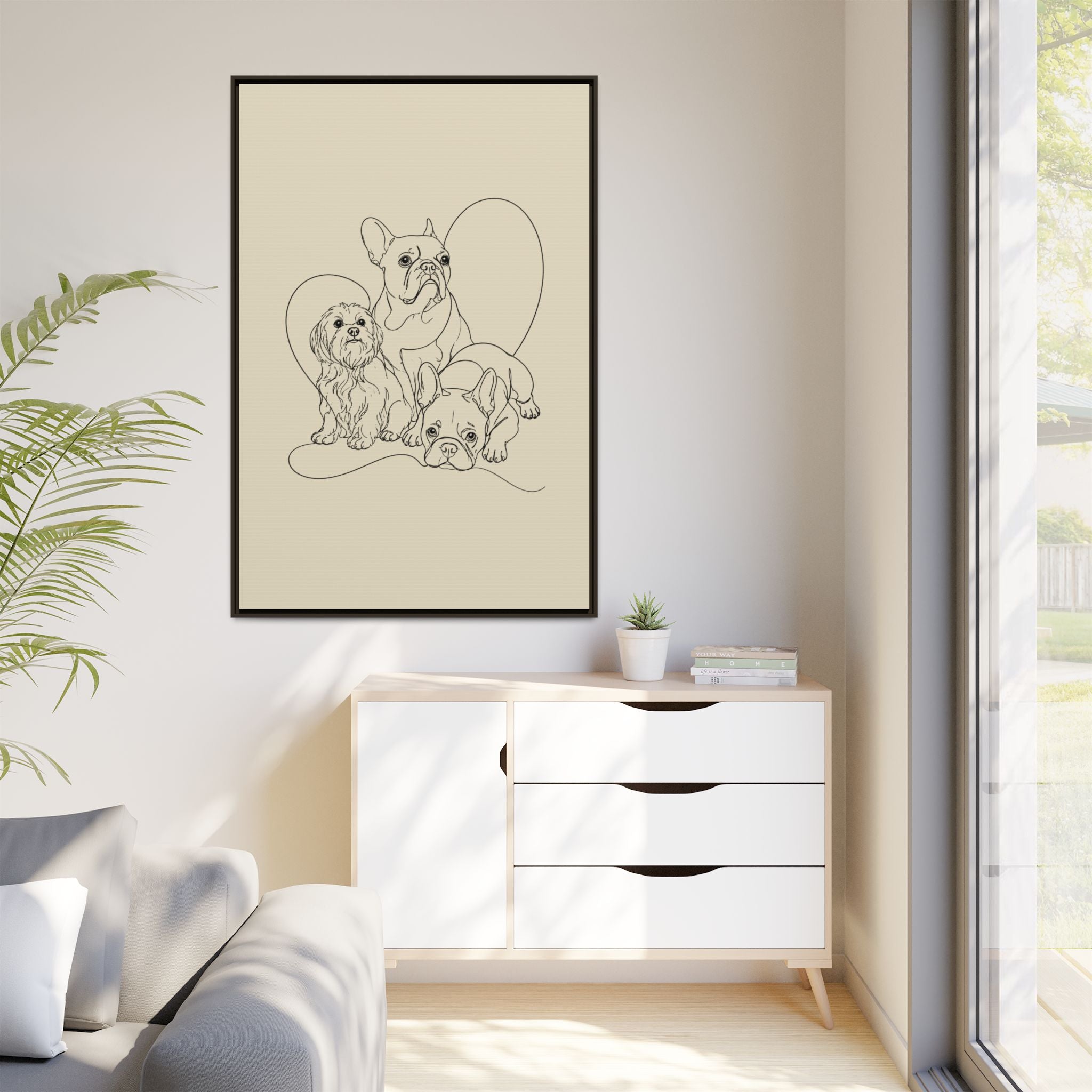 Frenchie Matte Canvas, Framed (Multi-color)