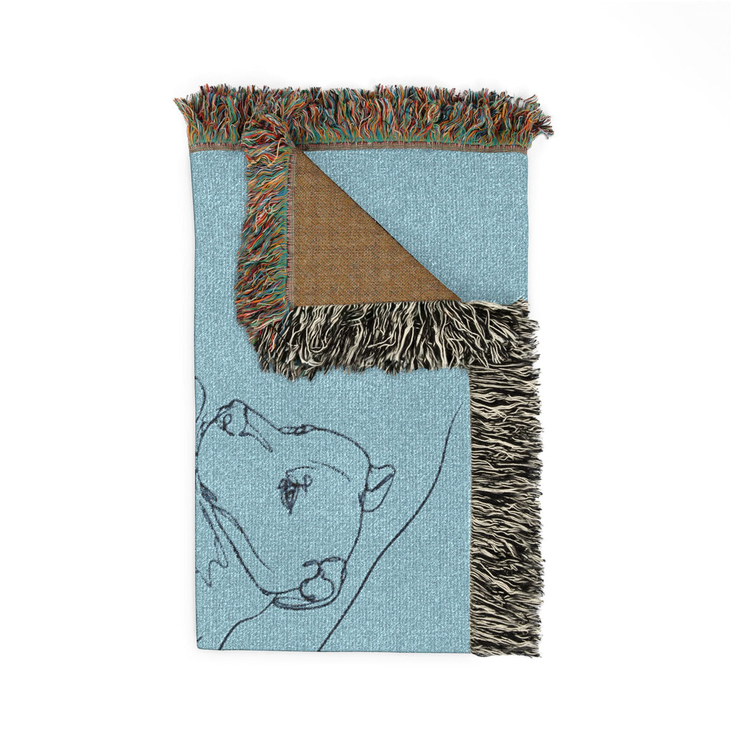 Woven Blanket — Minimalist Line Art Frog Throw Blanket