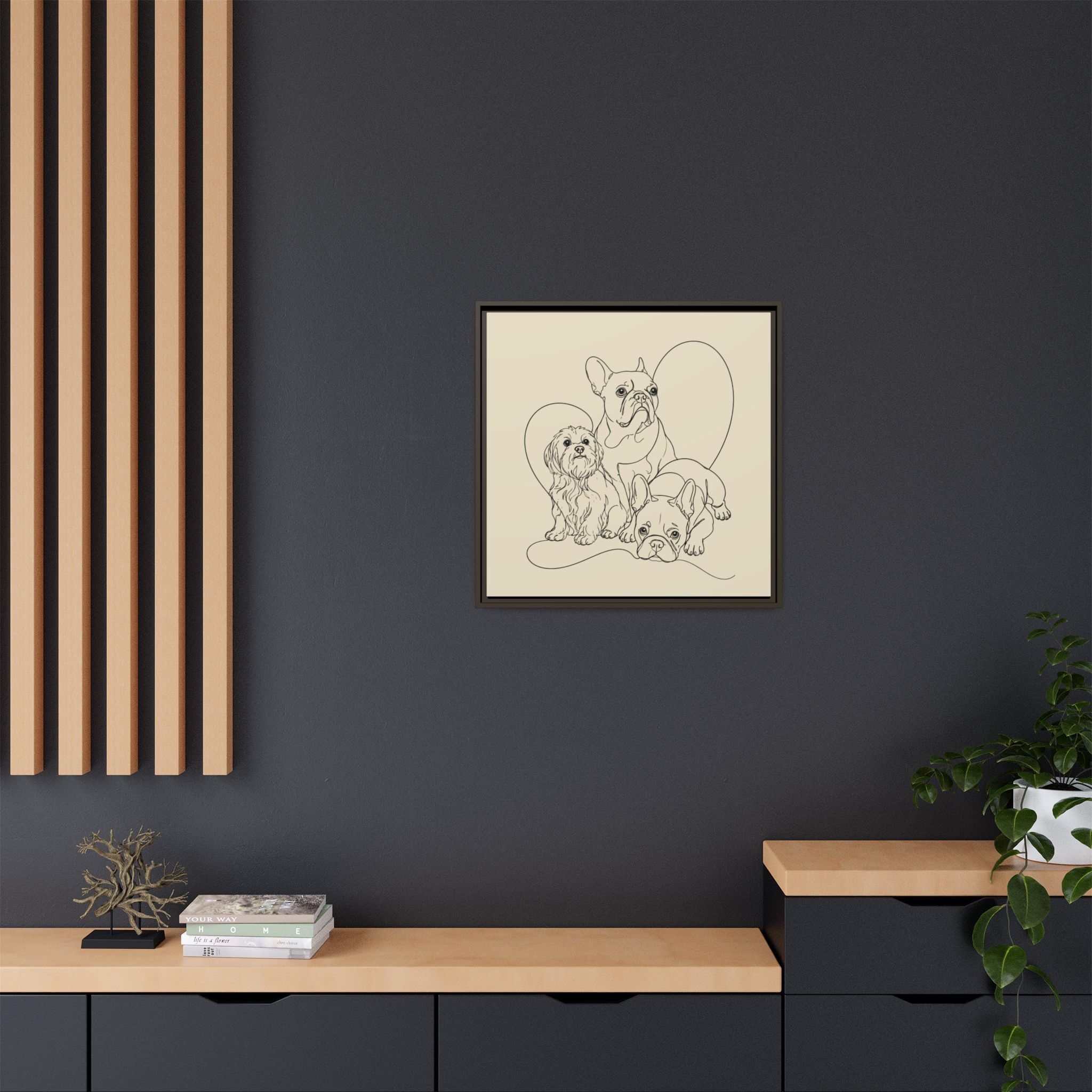 Frenchie Matte Canvas, Framed (Multi-color)