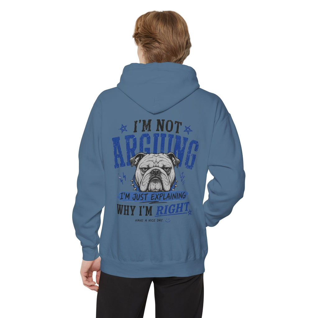 Peace Sign bulldog Hoodie "Explaining Why I Am Right"—  Graphic Pullover