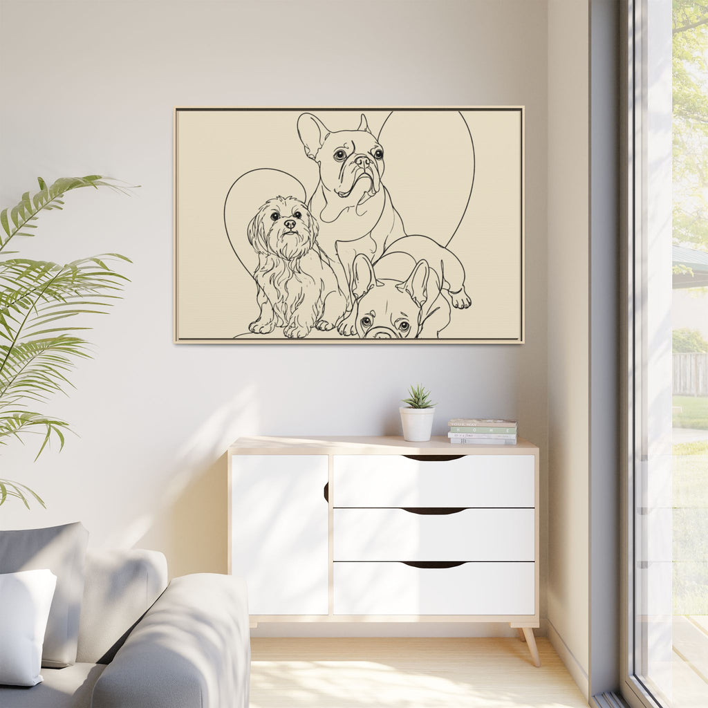 Frenchie Matte Canvas, Framed (Multi-color)