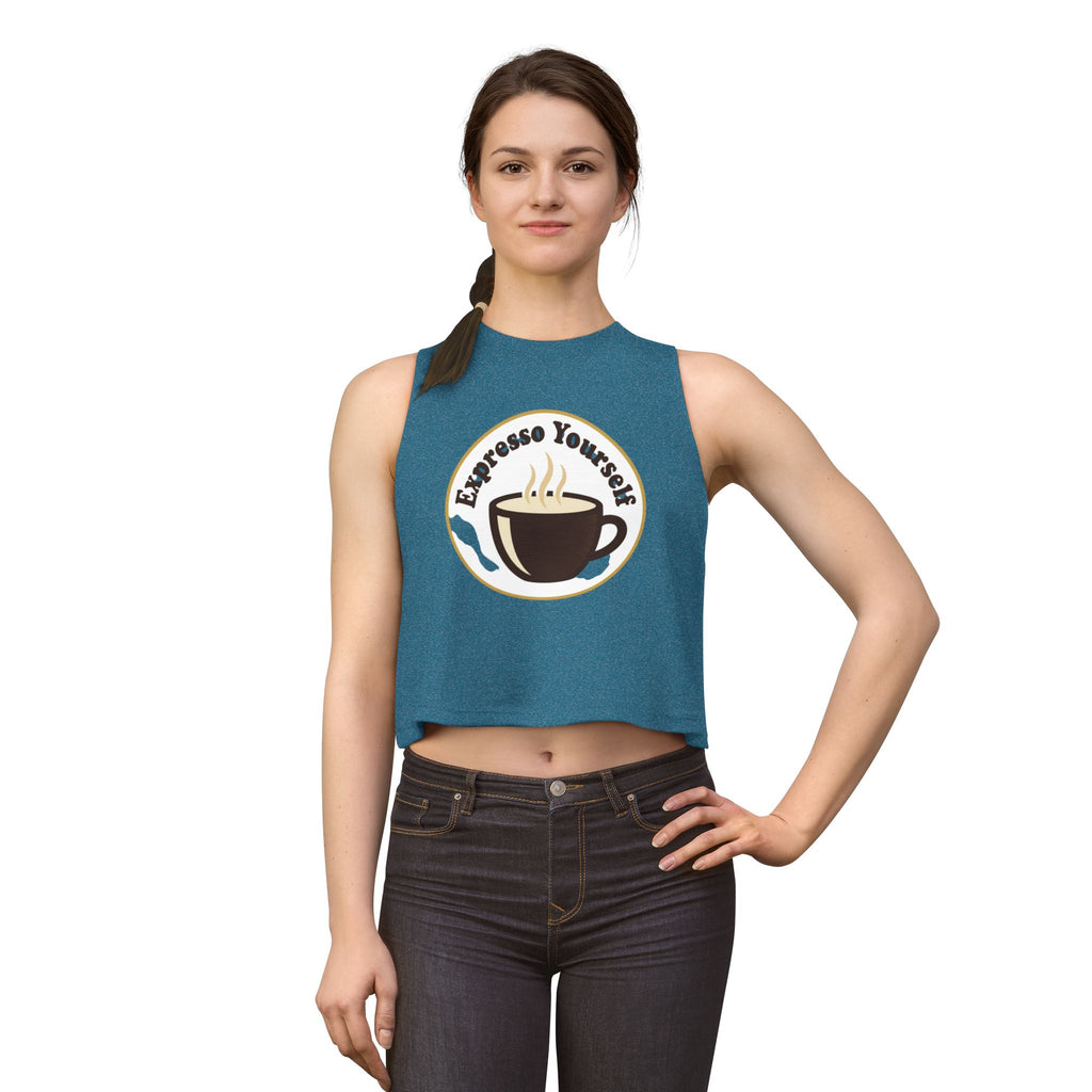 Espresso Yourself Crop Top — Cute Coffee Graphic Women's Tank
