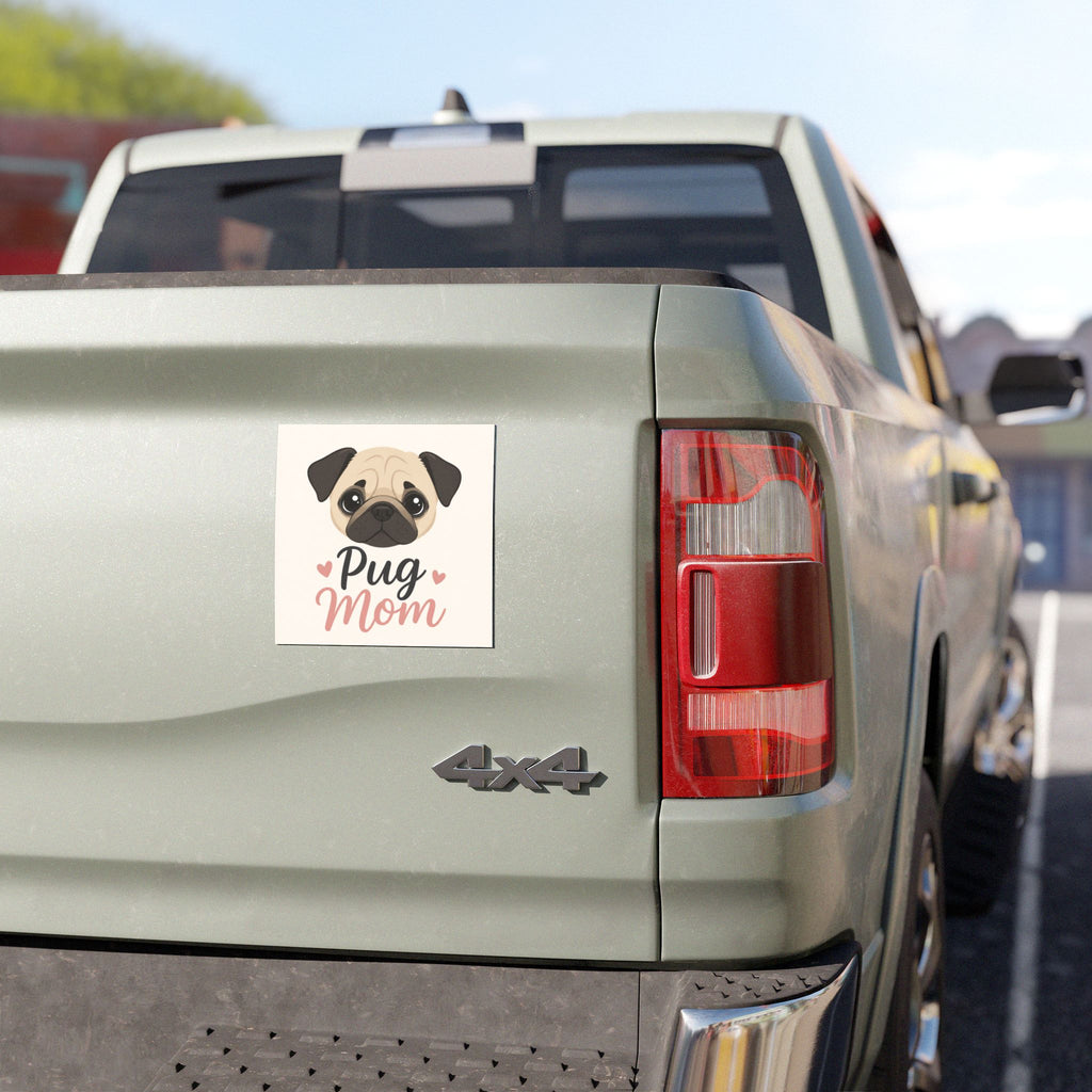 Pug Mom Car Magnet — Cute Pug Face Magnetic Sticker for Dog Lovers