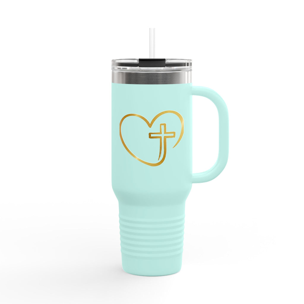 Personalized Christian Heart Cross 40oz Insulated Travel Mug
