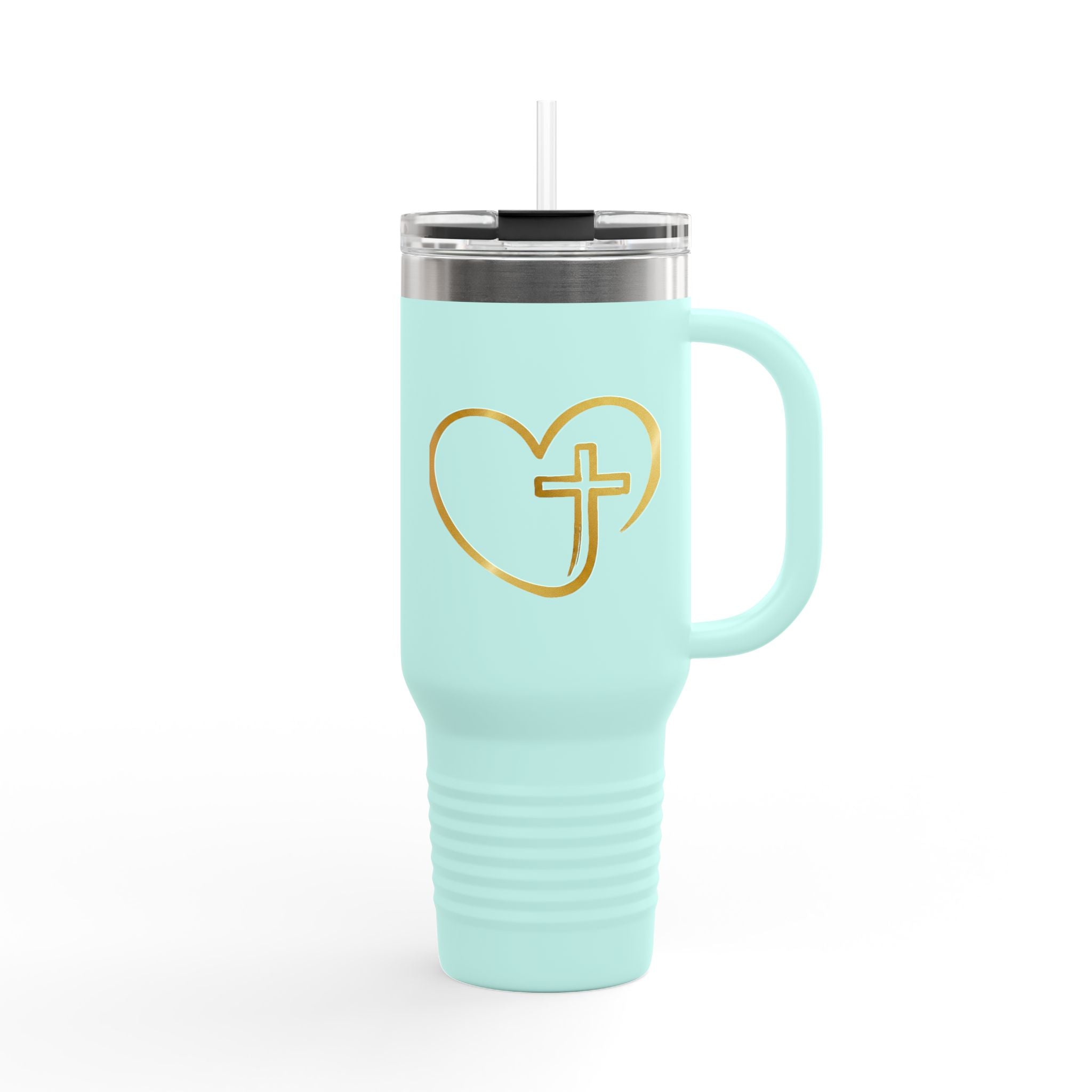 Personalized Christian Heart Cross 40oz Insulated Travel Mug