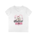Personalized Maltese Mom V-Neck Tee — Personalized back of Maltese Dog Mom Shirt