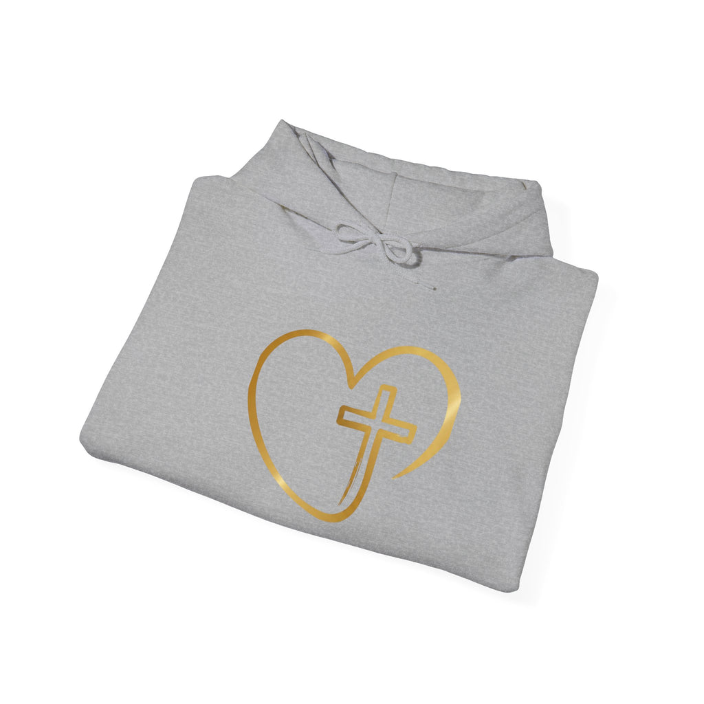 Copy of Personalized Christian Heart Hoodie — Gold Cross Heart Religious Pullover