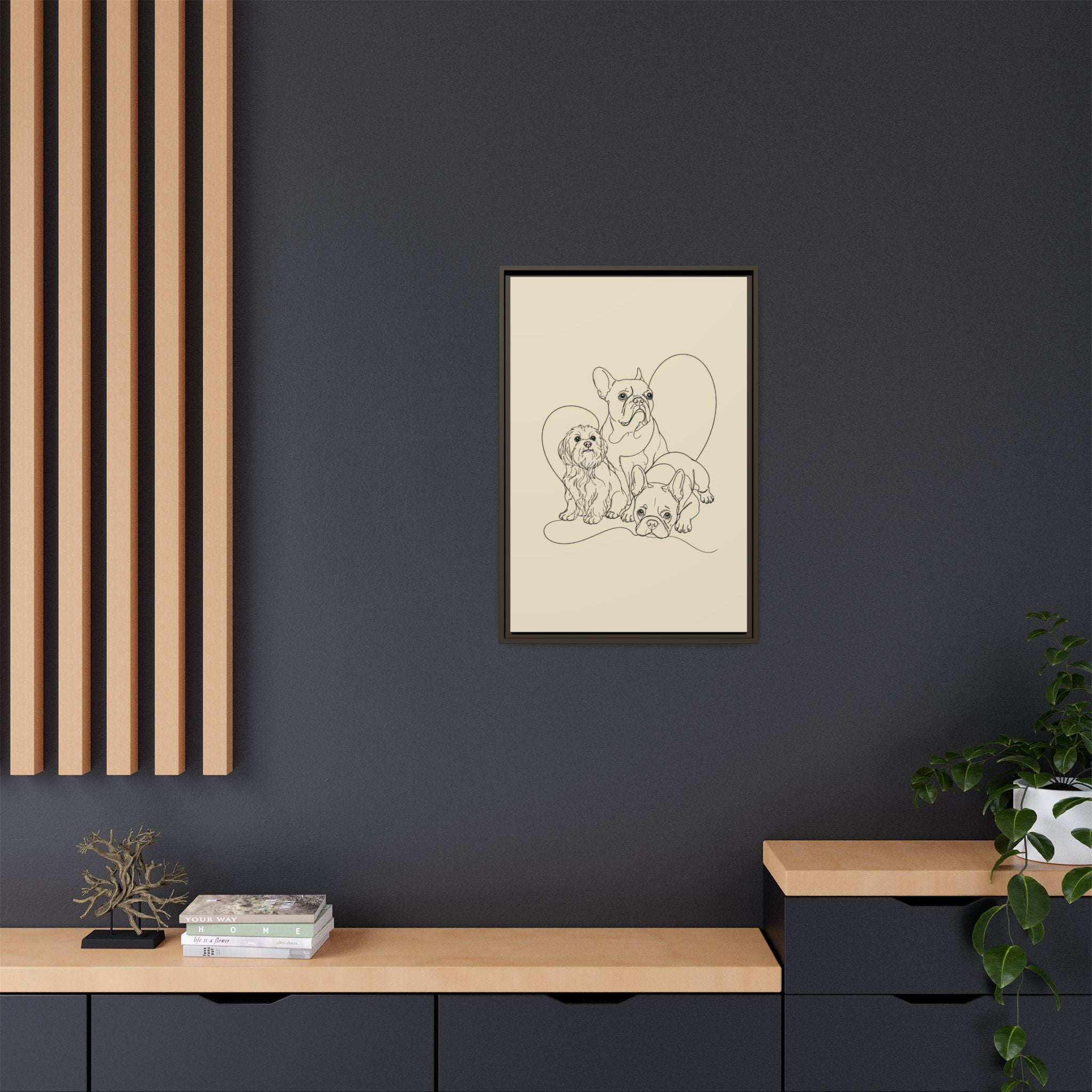Frenchie Matte Canvas, Framed (Multi-color)