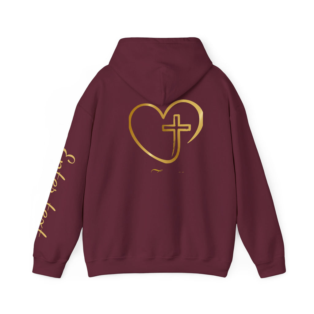 Copy of Personalized Christian Heart Hoodie — Gold Cross Heart Religious Pullover