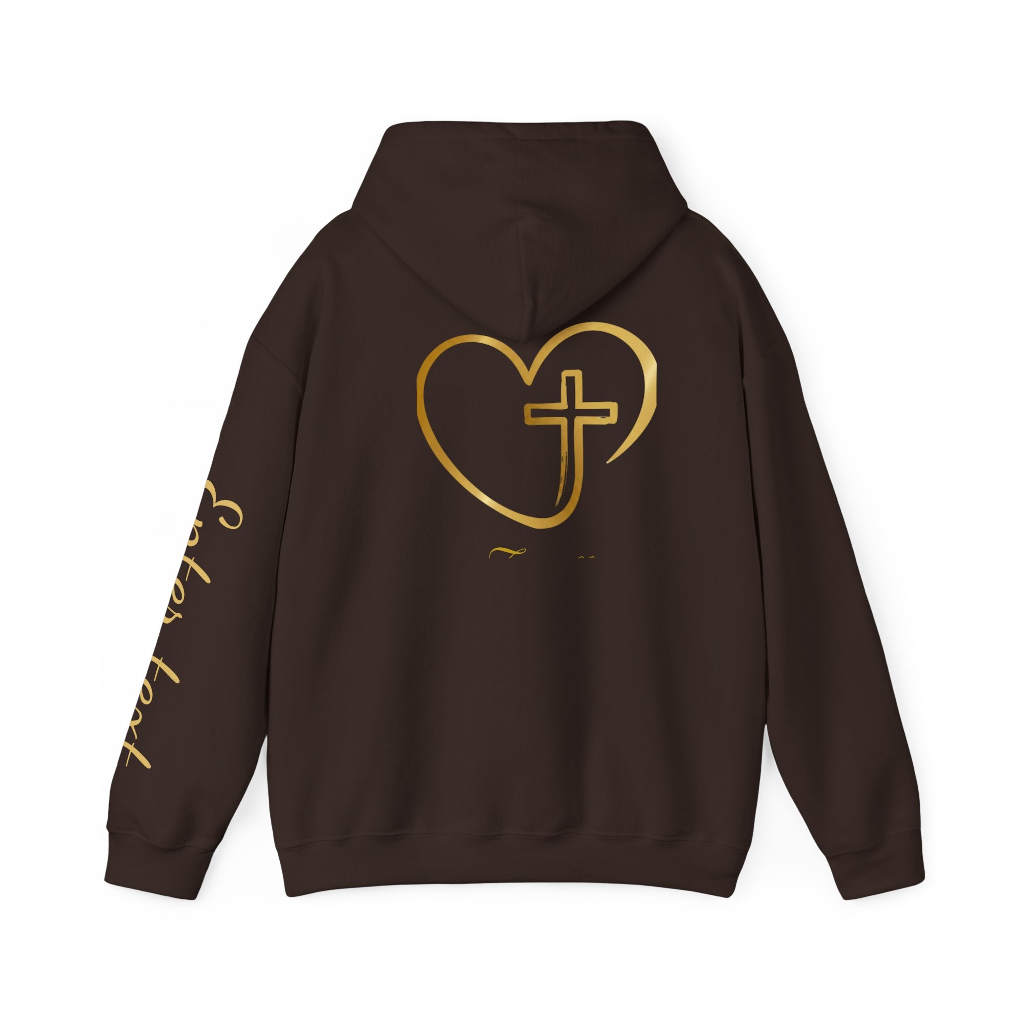 Copy of Personalized Christian Heart Hoodie — Gold Cross Heart Religious Pullover